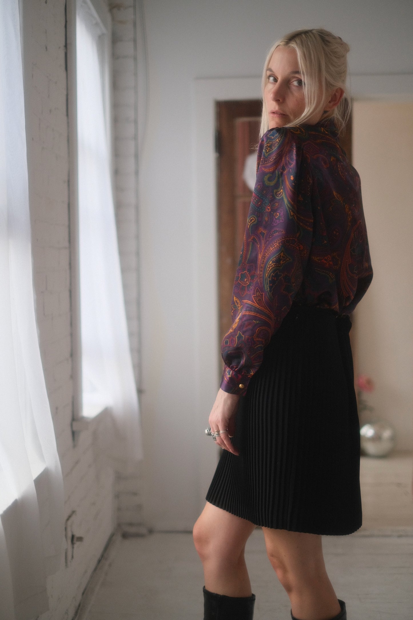 1980s Amethyst Paisley Blouse