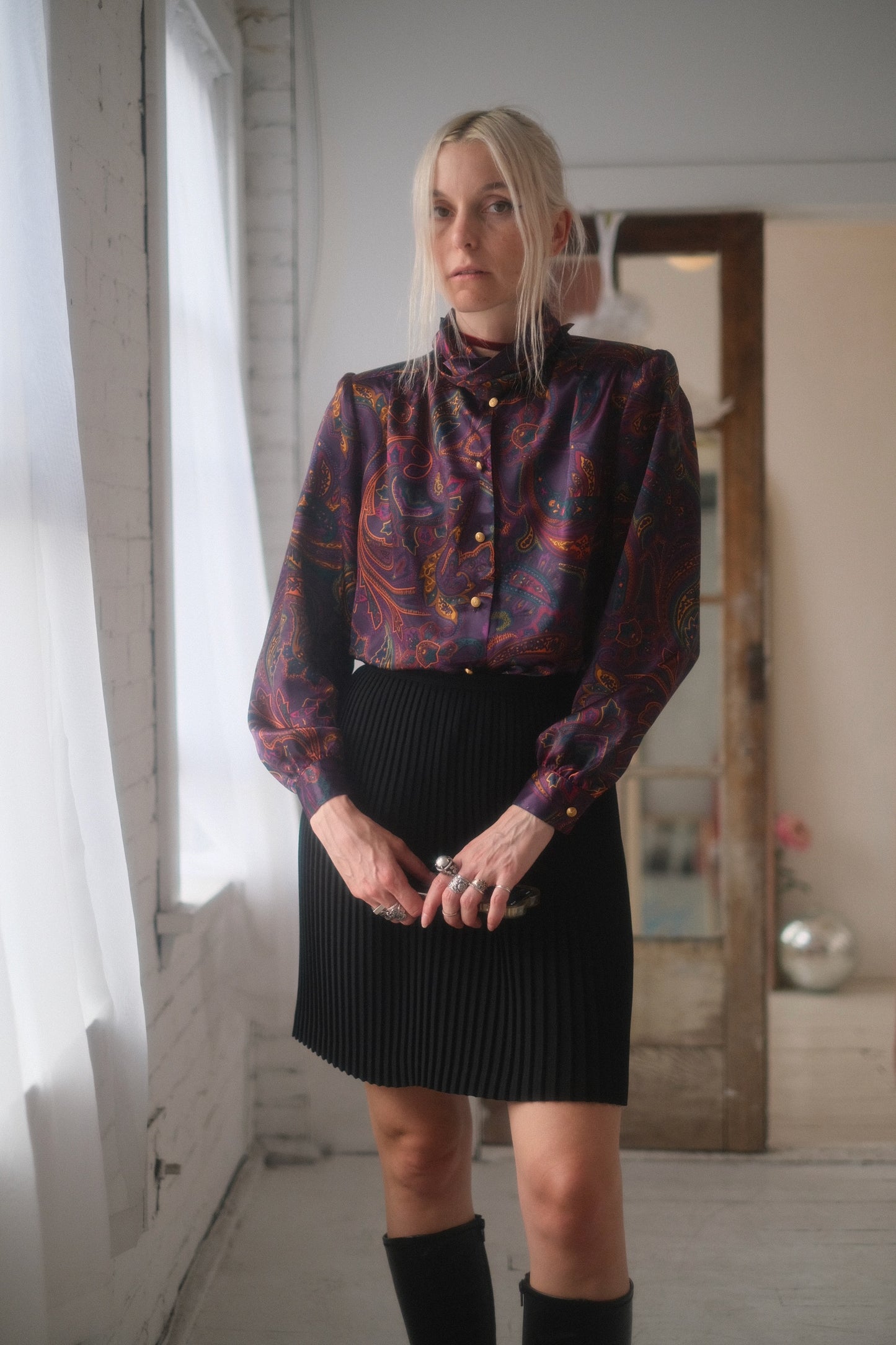 1980s Amethyst Paisley Blouse