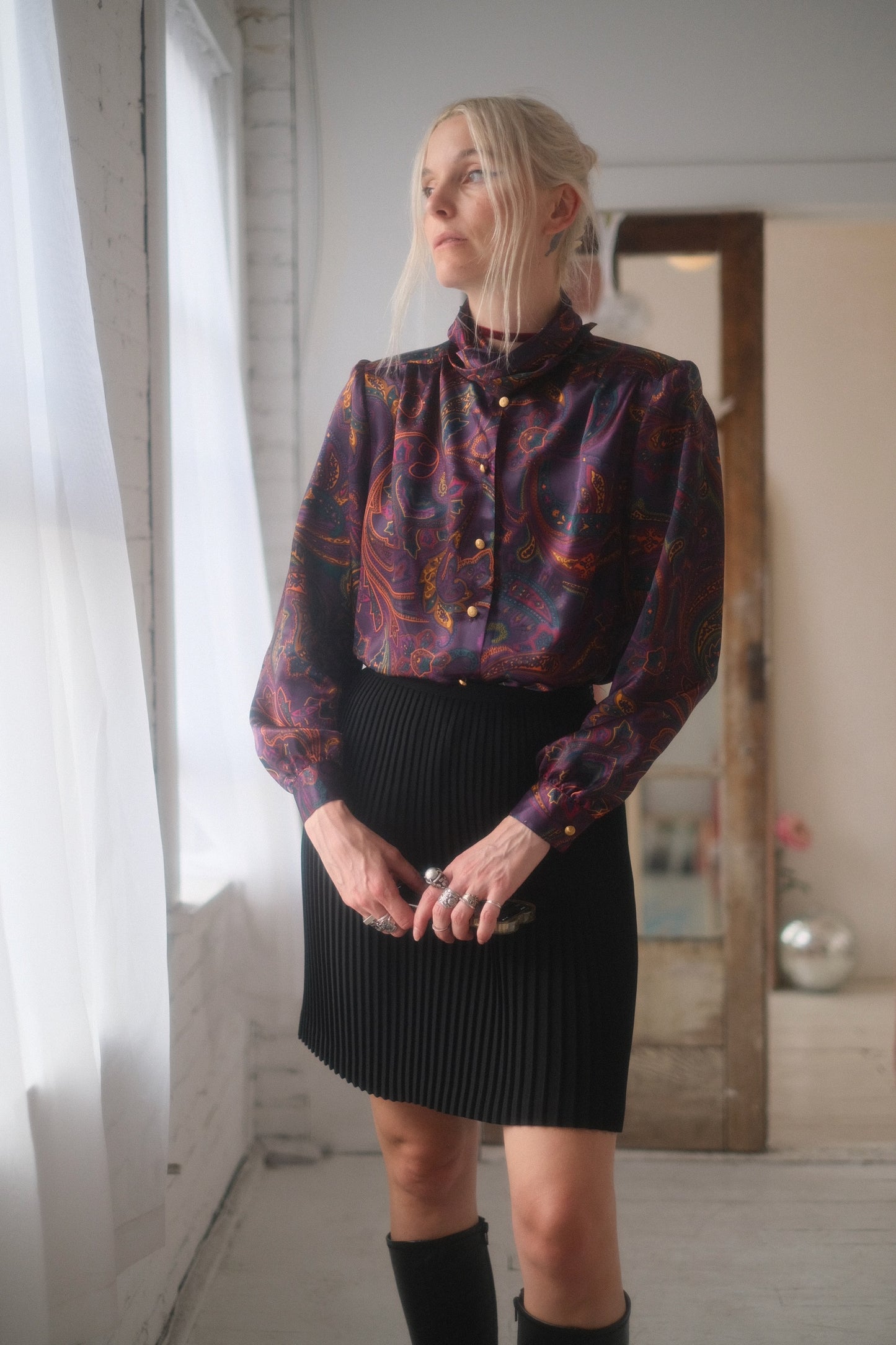 1980s Amethyst Paisley Blouse