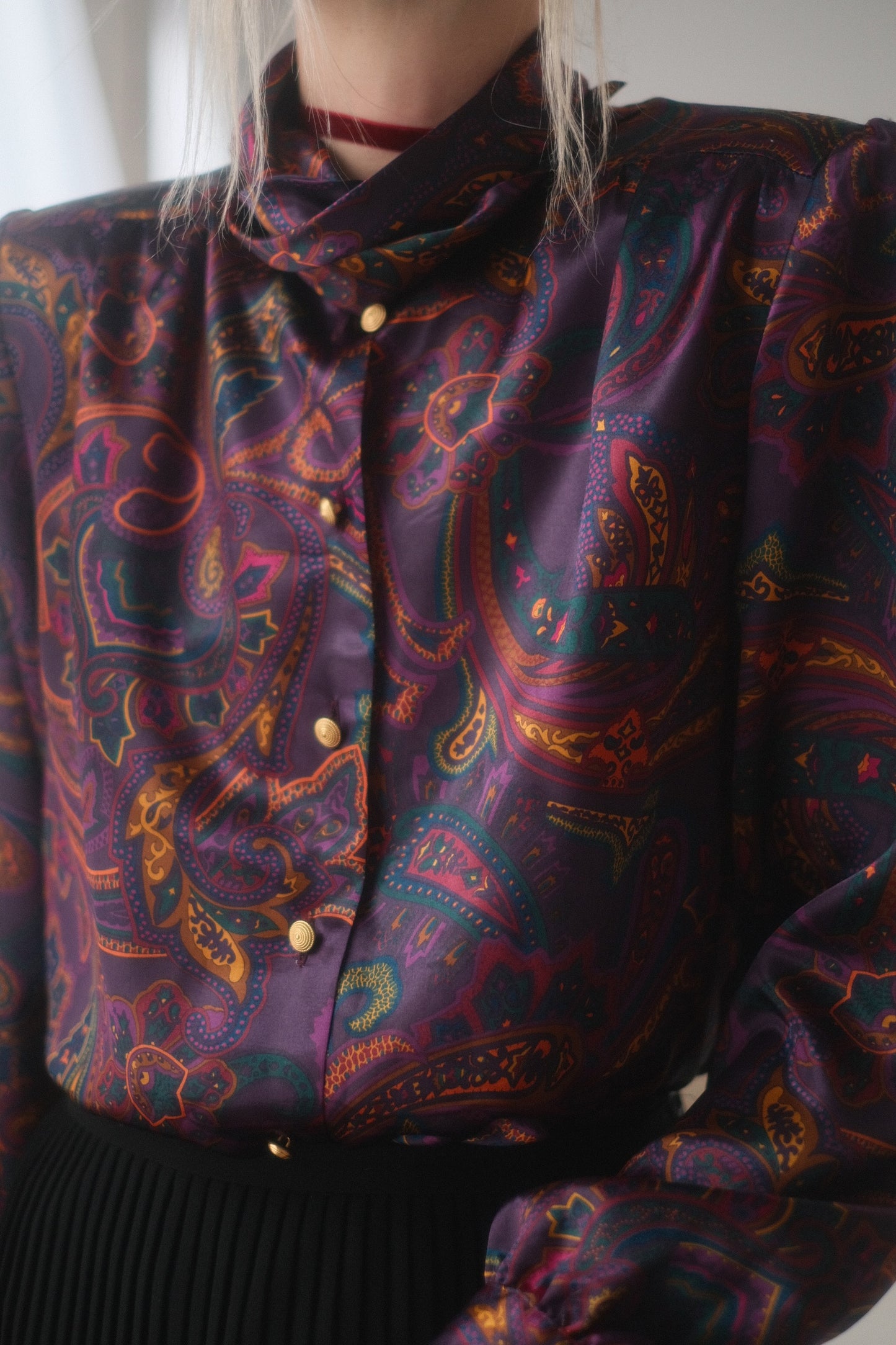 1980s Amethyst Paisley Blouse