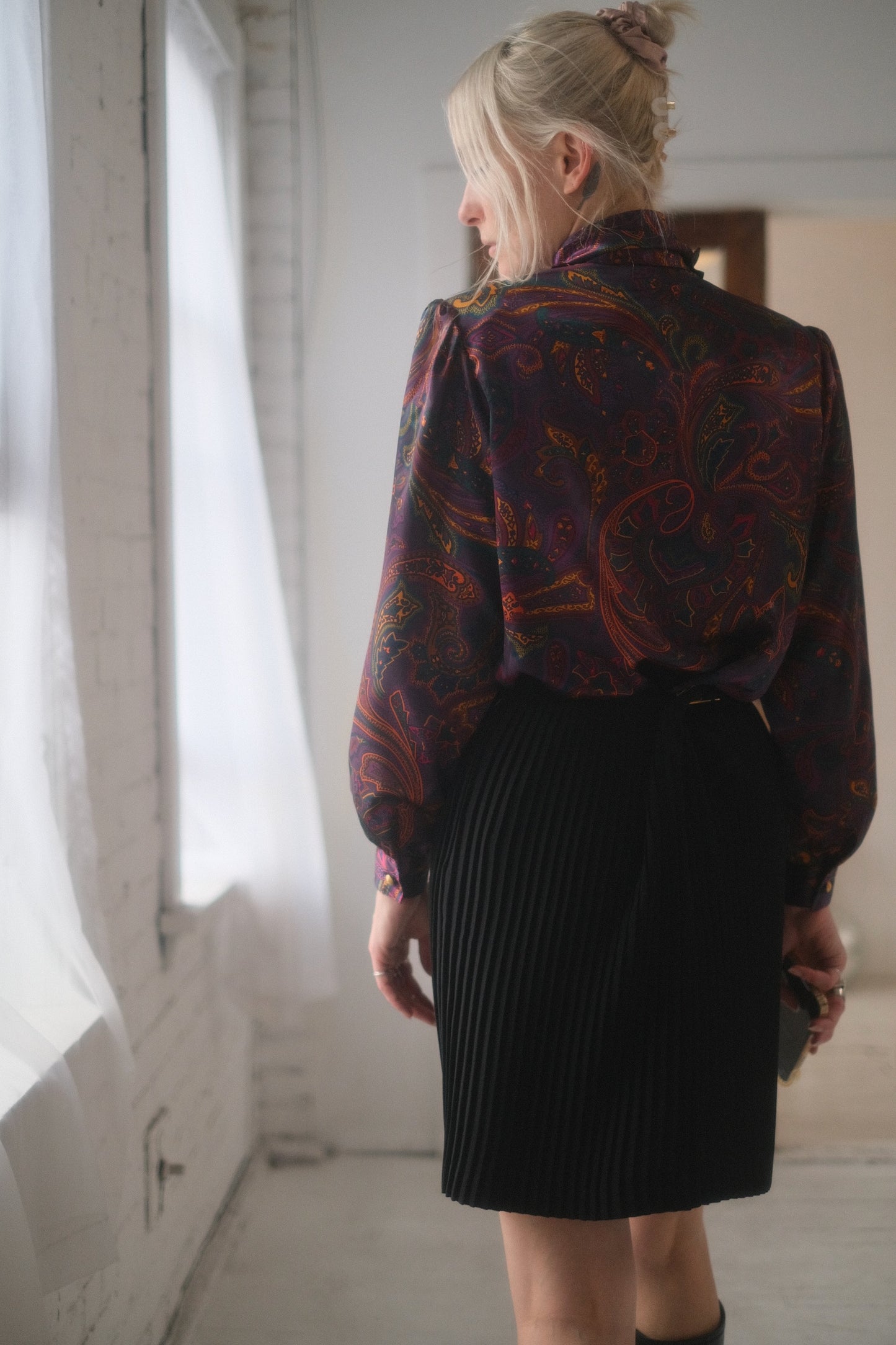 1980s Amethyst Paisley Blouse