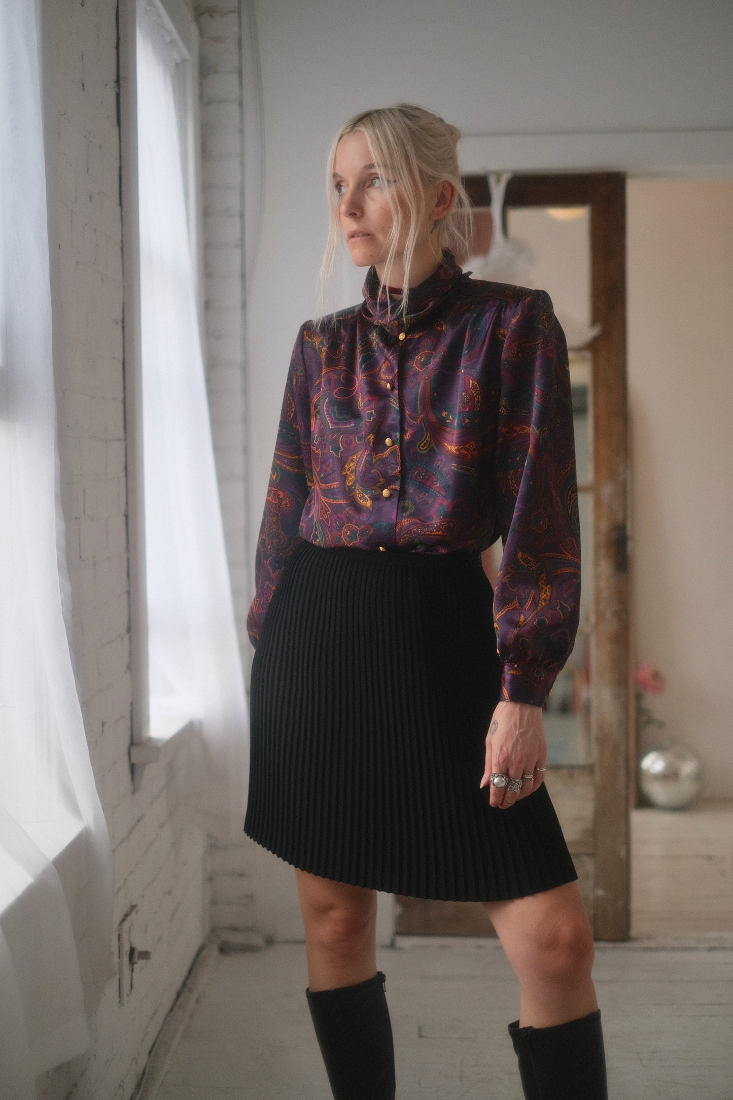 1980s Amethyst Paisley Blouse