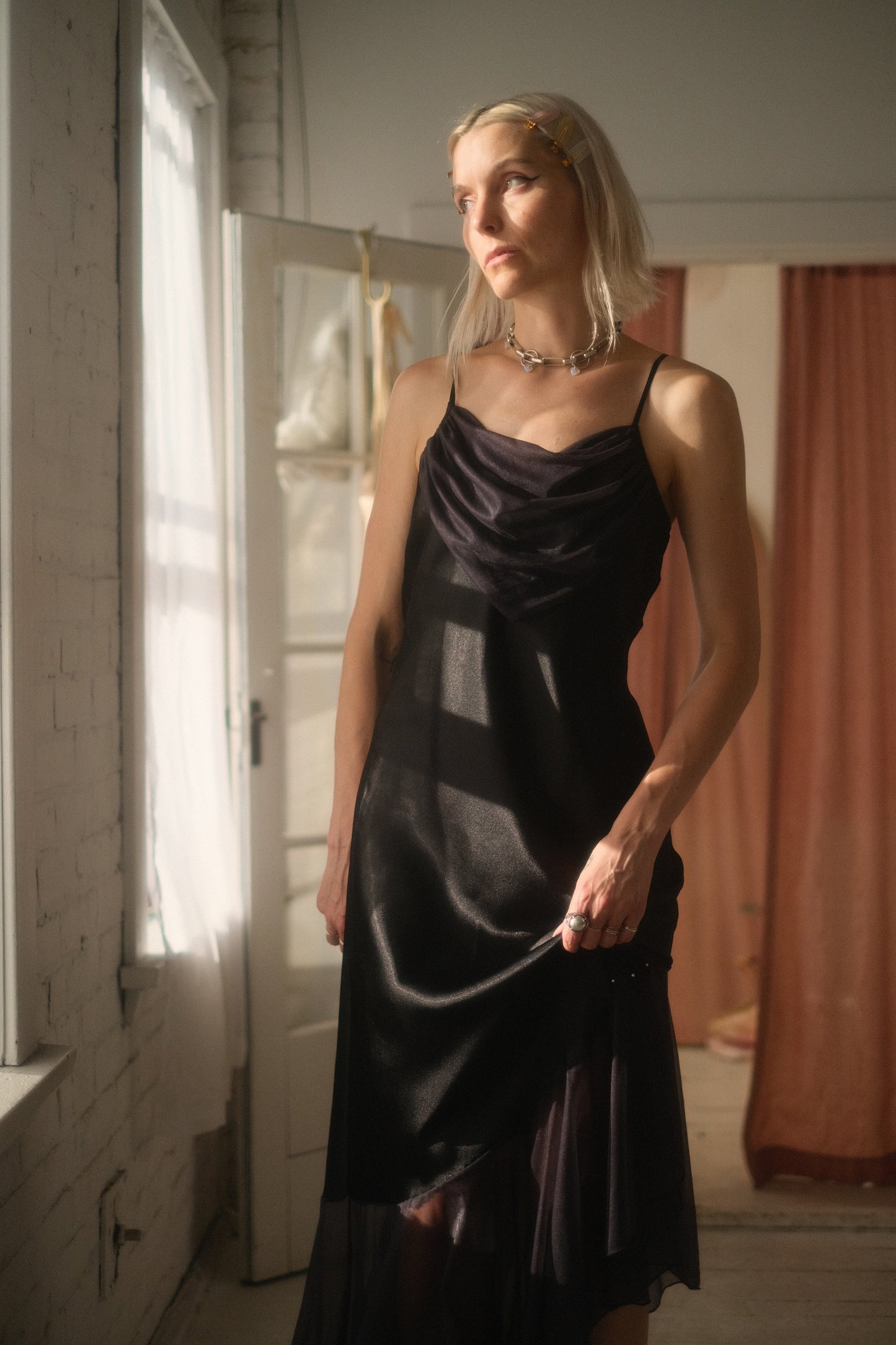 1980s Draped Slip Dress