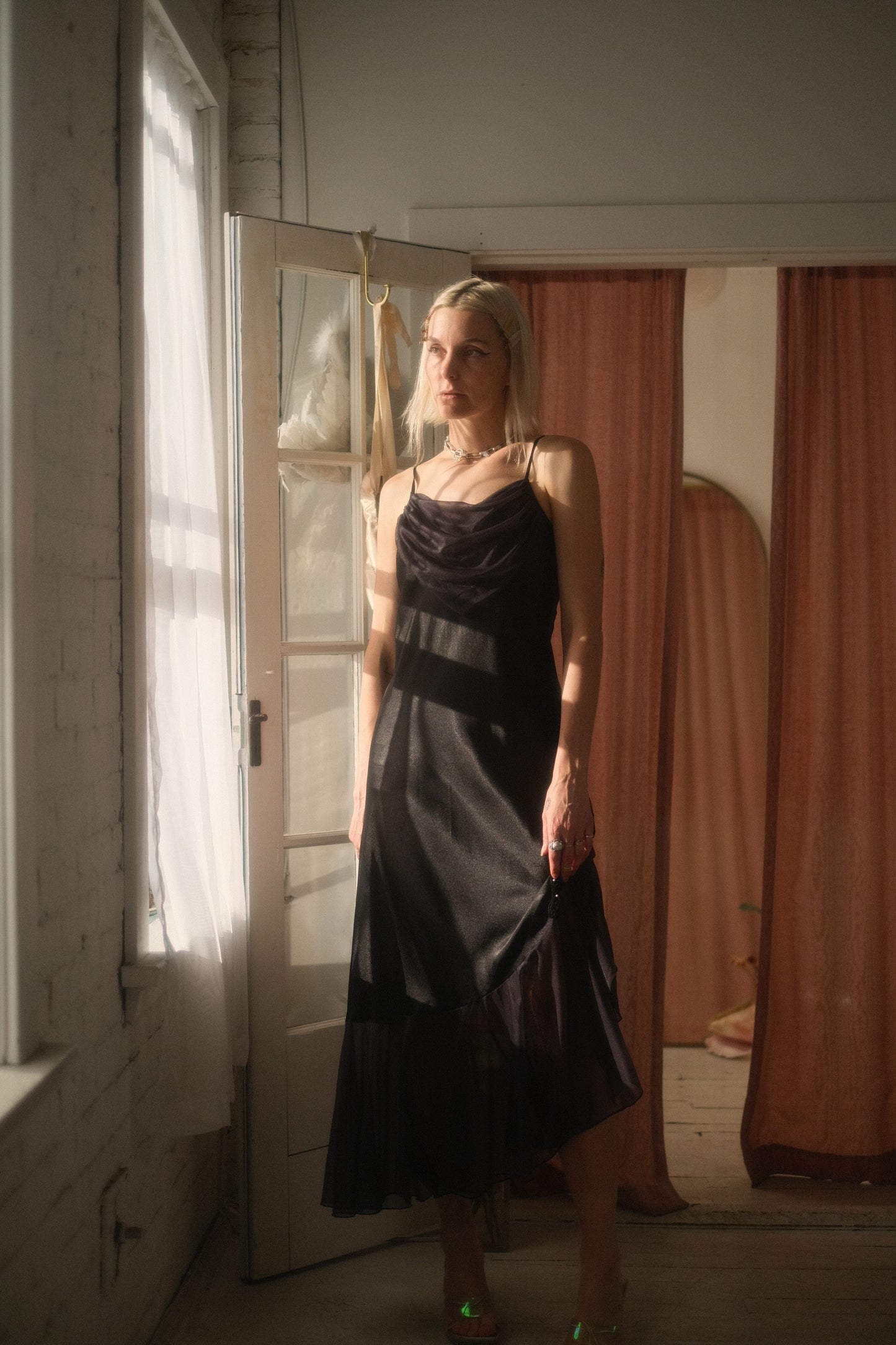 1980s Draped Slip Dress