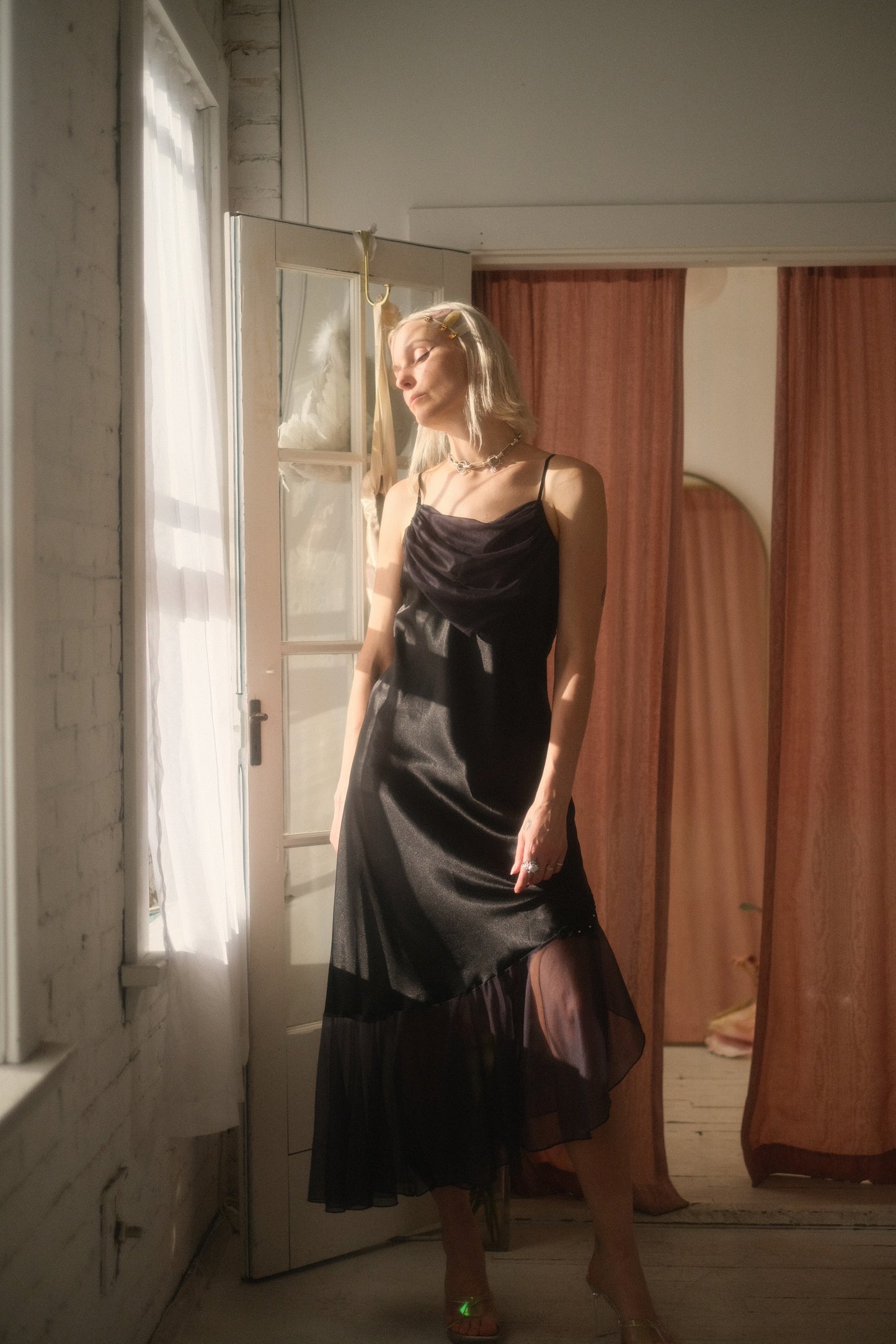 1980s Draped Slip Dress