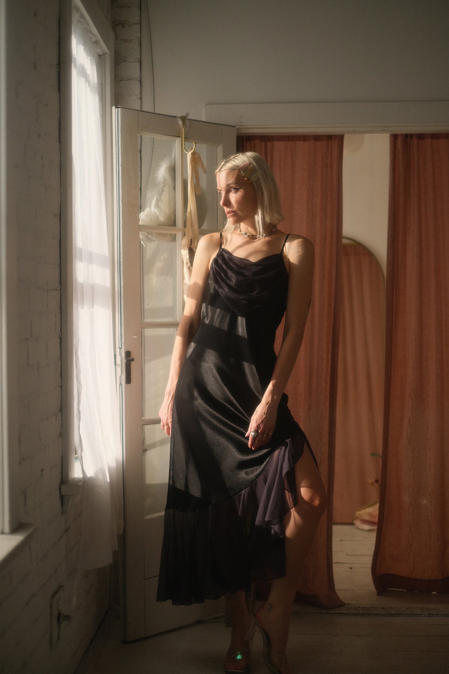 1980s Draped Slip Dress