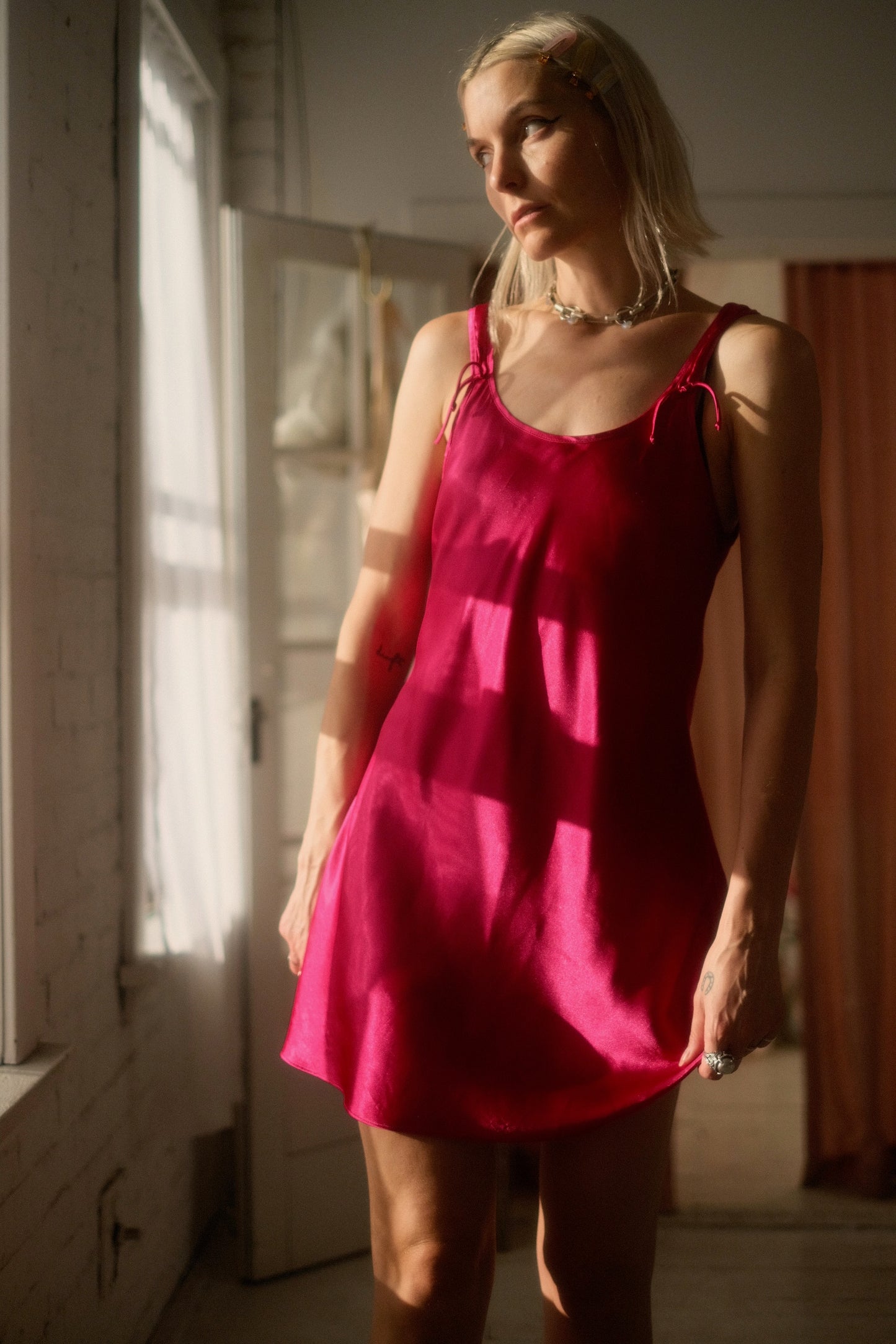 1990s Magenta Slip Dress