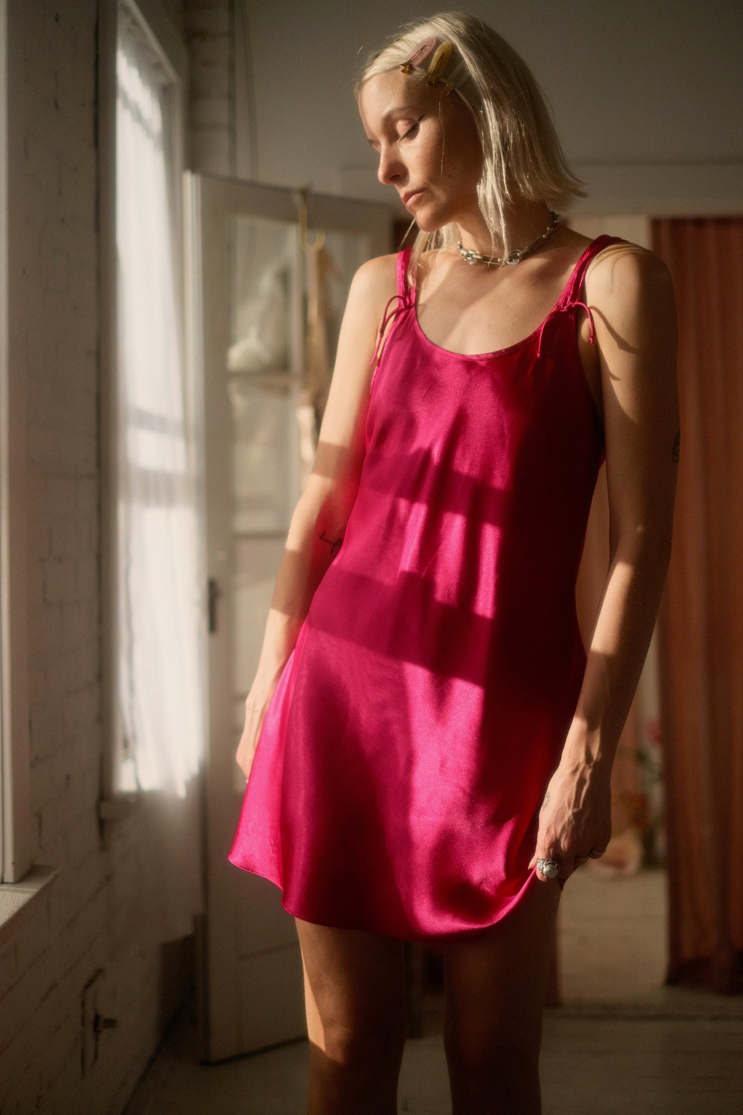 1990s Magenta Slip Dress
