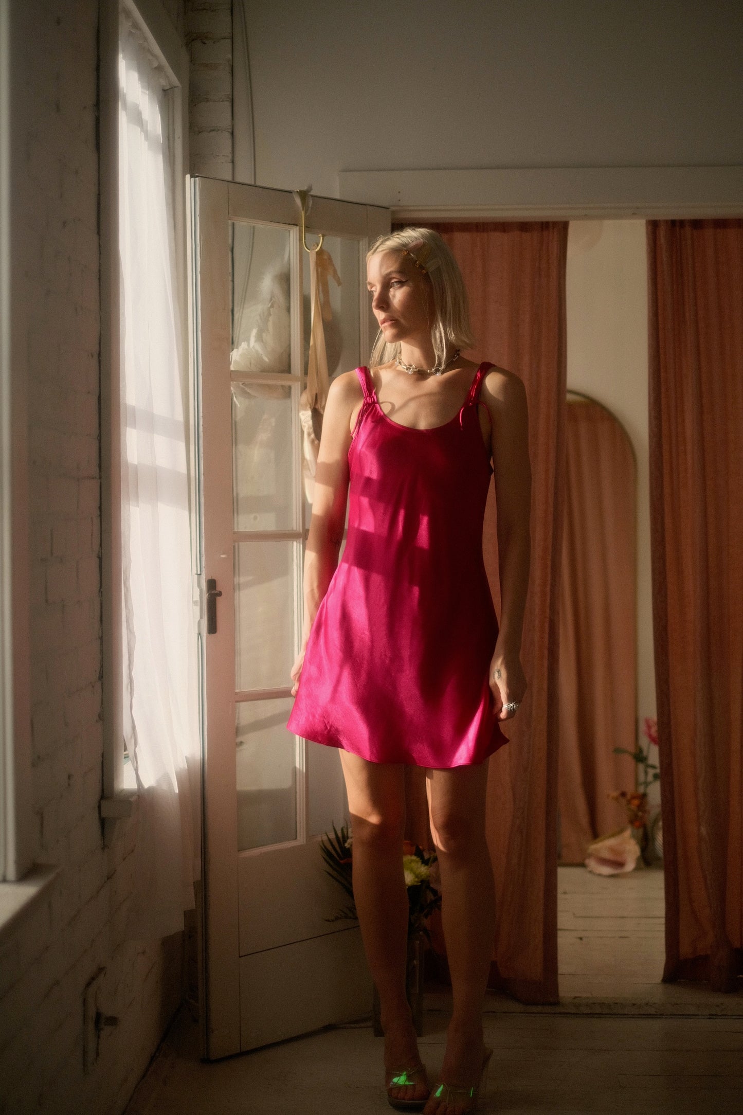 1990s Magenta Slip Dress