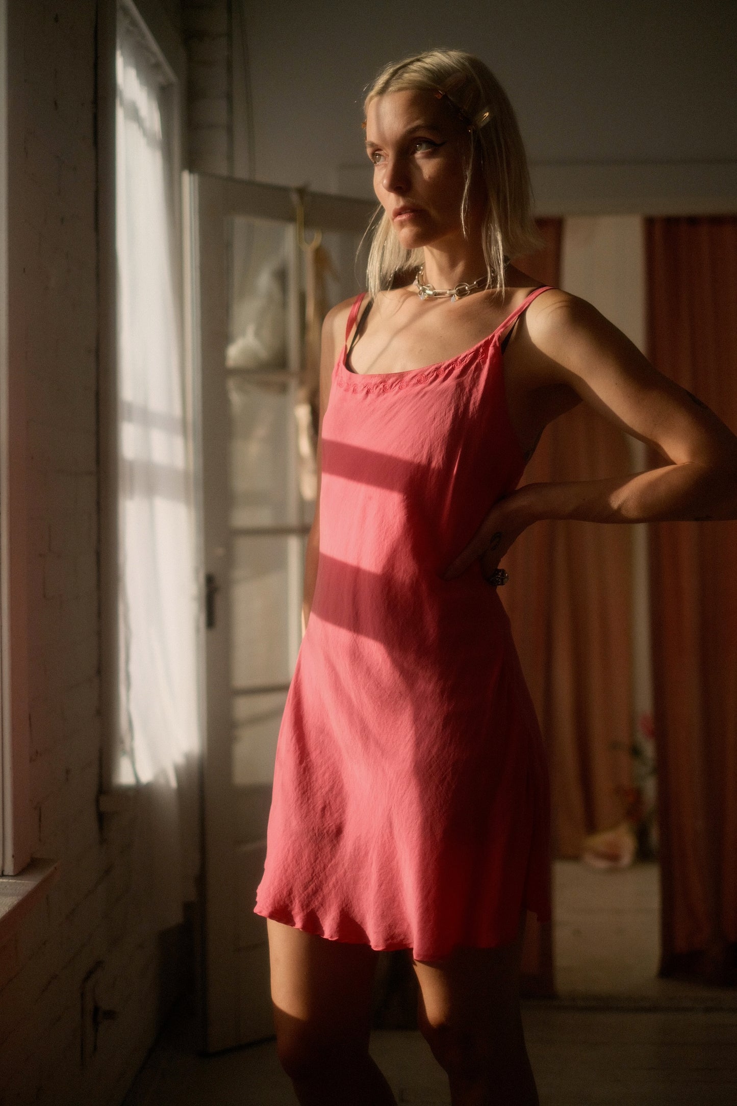1990s Flamingo Silk Slip