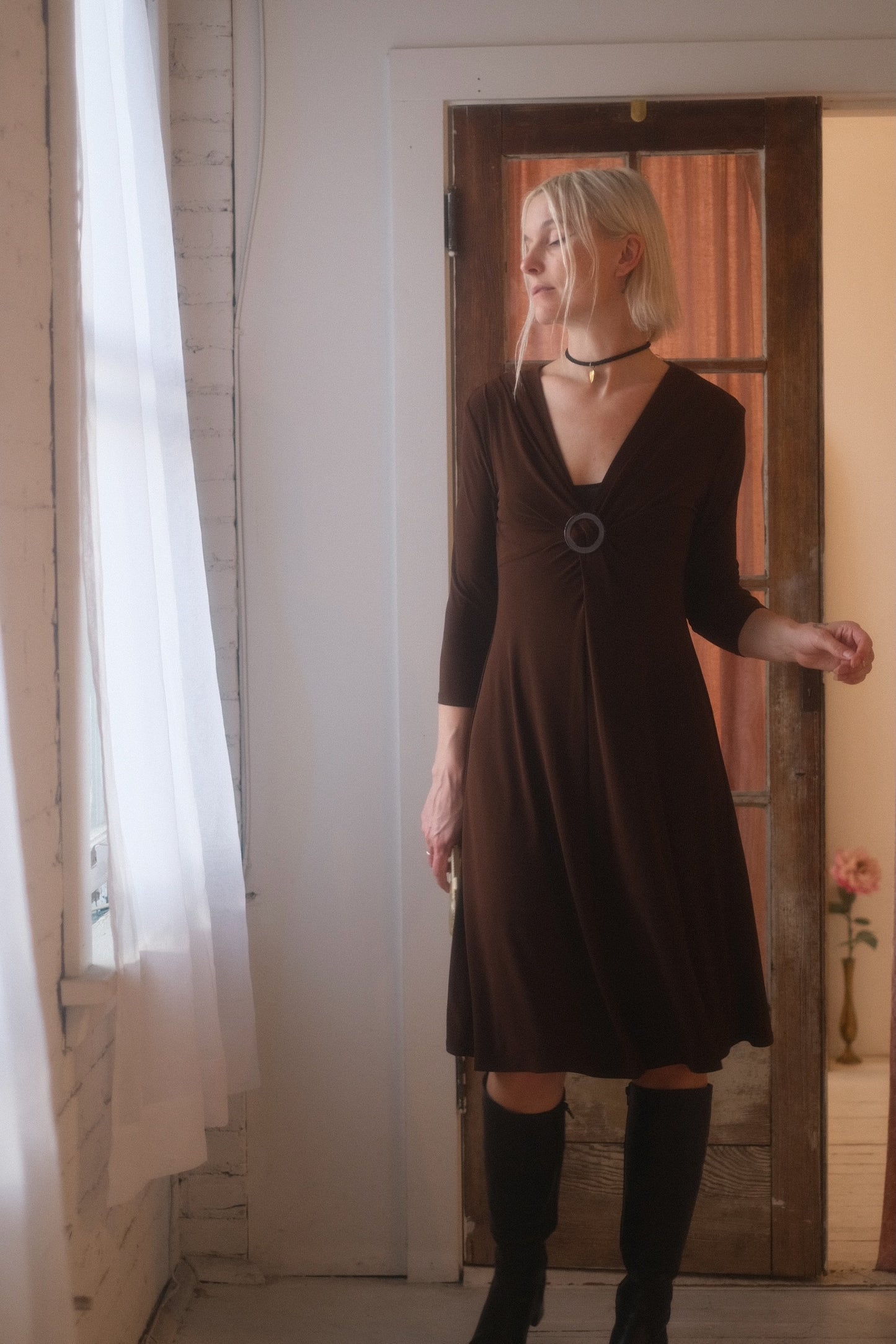 2000s Mocha Gathered Dress