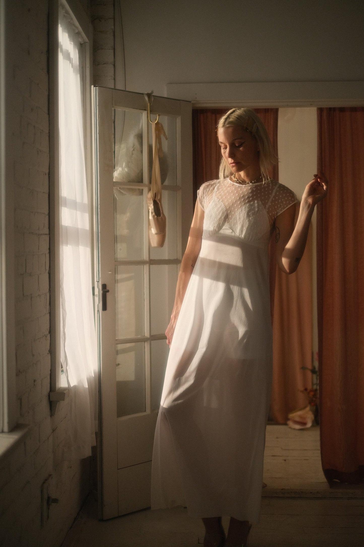 1970s Veiled Lounge Gown