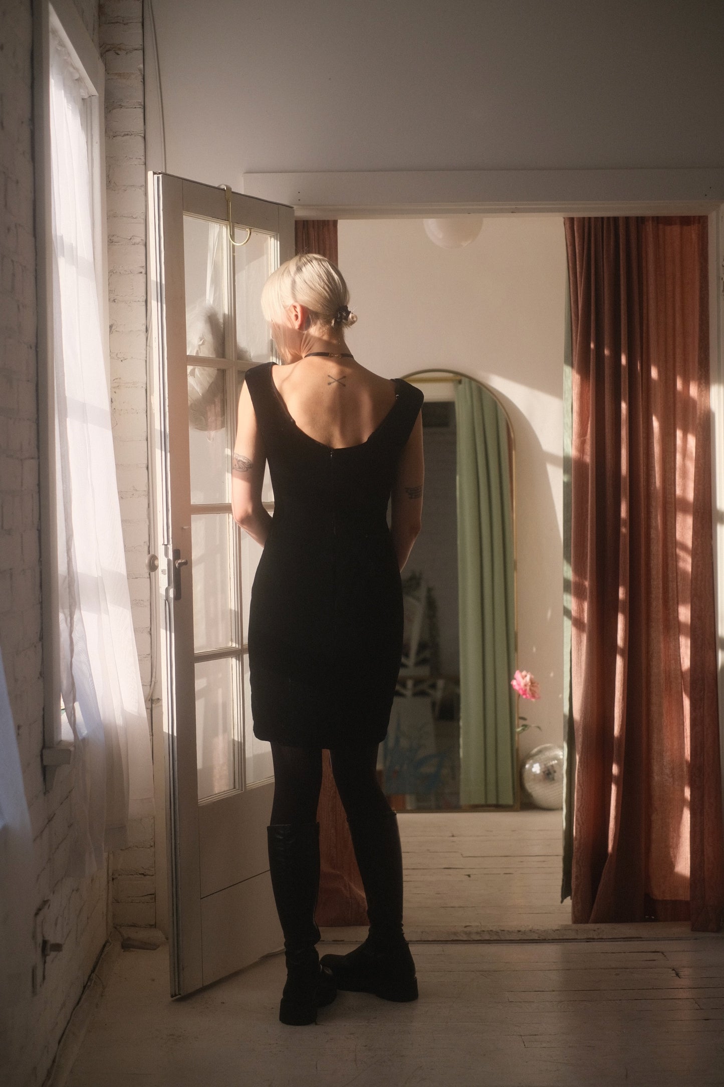 1980s Silk Bergdorf Goodman Velvet Dress