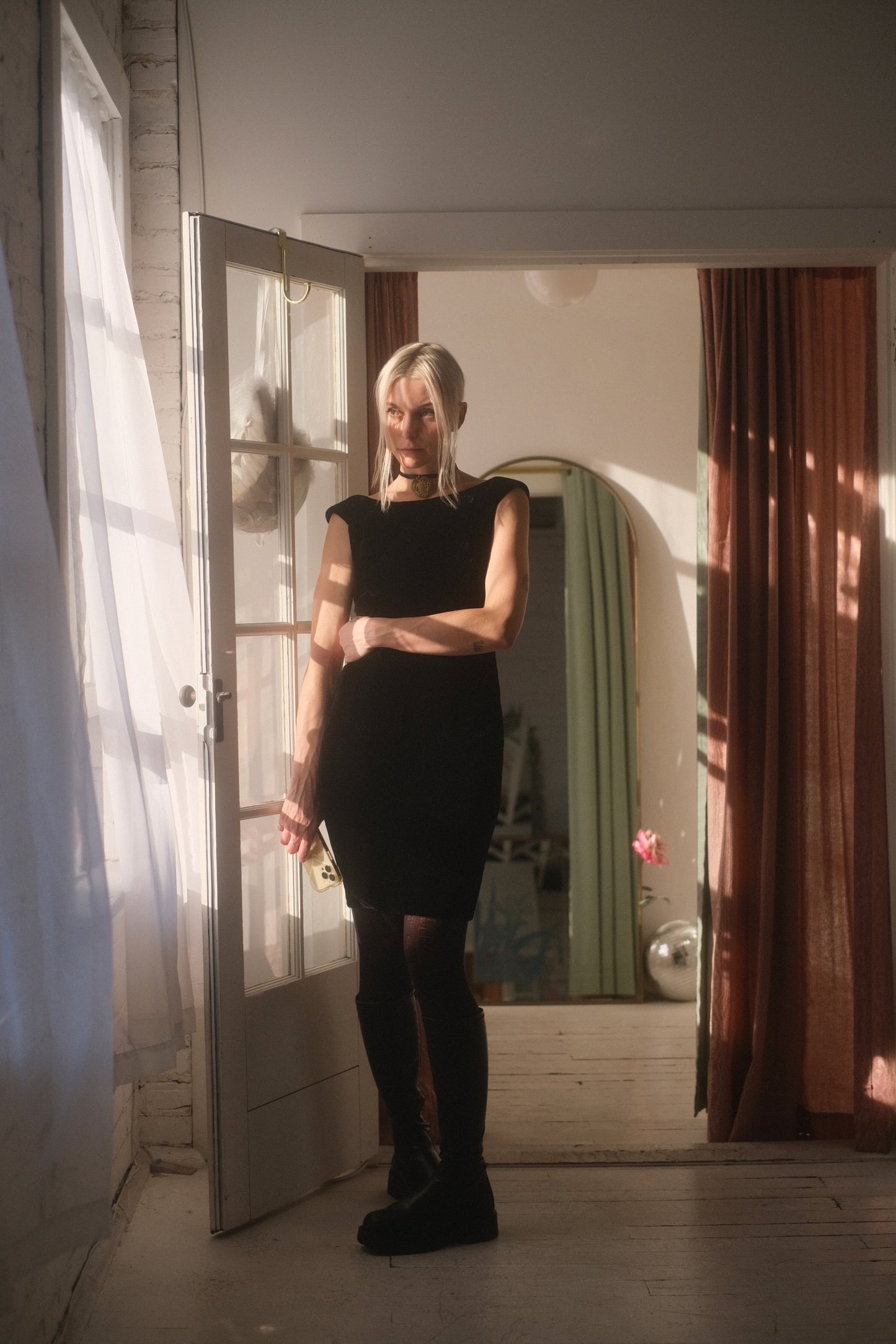1980s Silk Bergdorf Goodman Velvet Dress