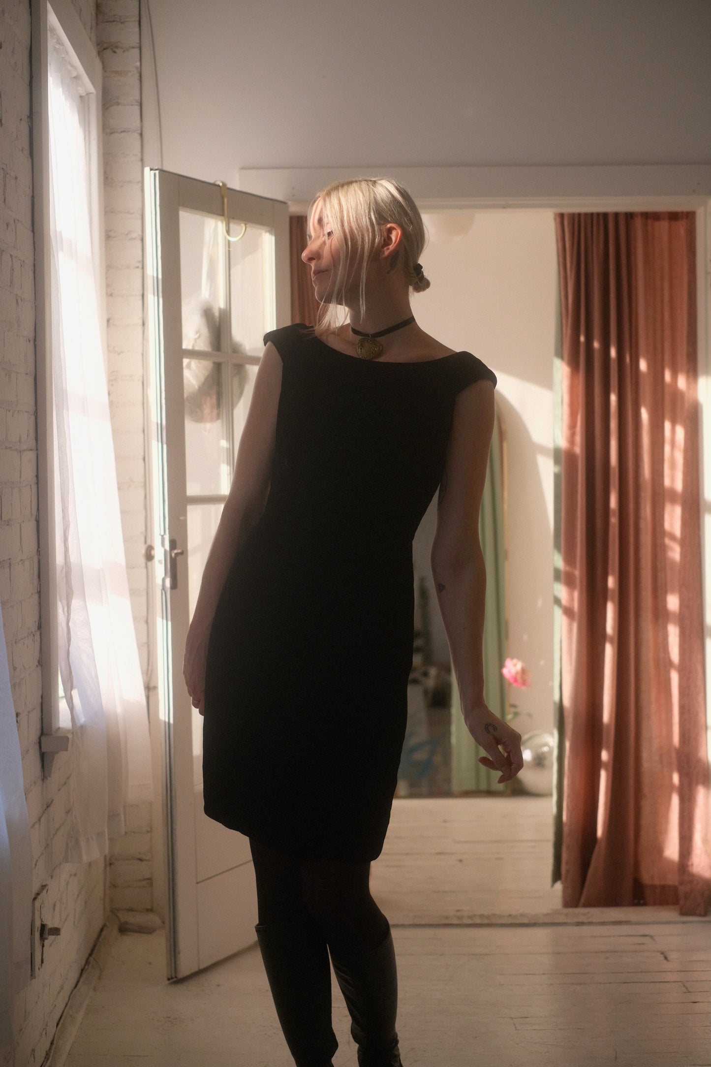 1980s Silk Bergdorf Goodman Velvet Dress