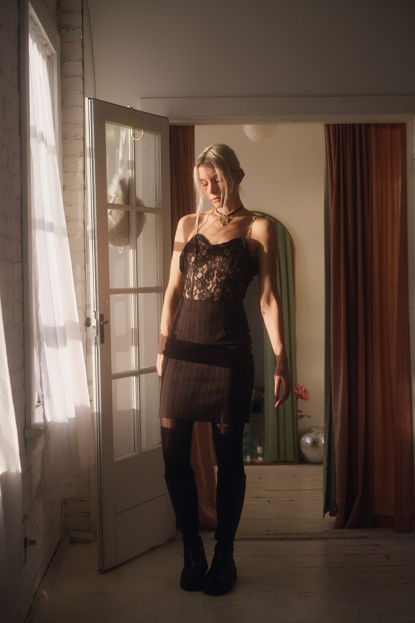 1990s Cocoa Pinstripe Skirt