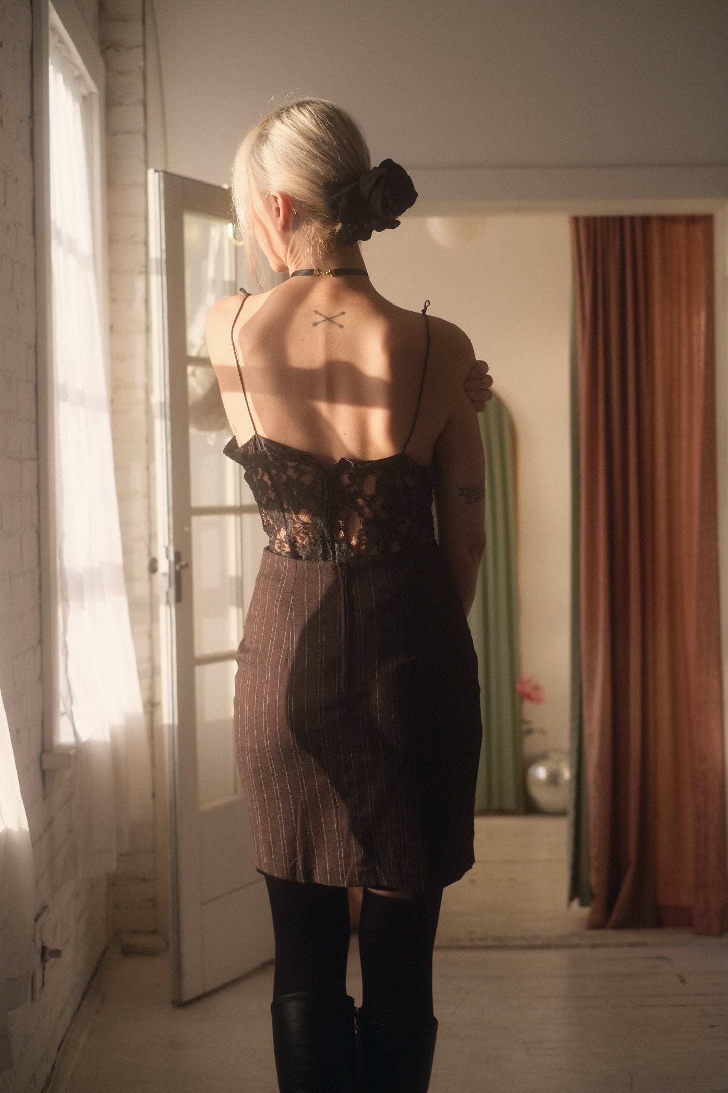 1990s Cocoa Pinstripe Skirt