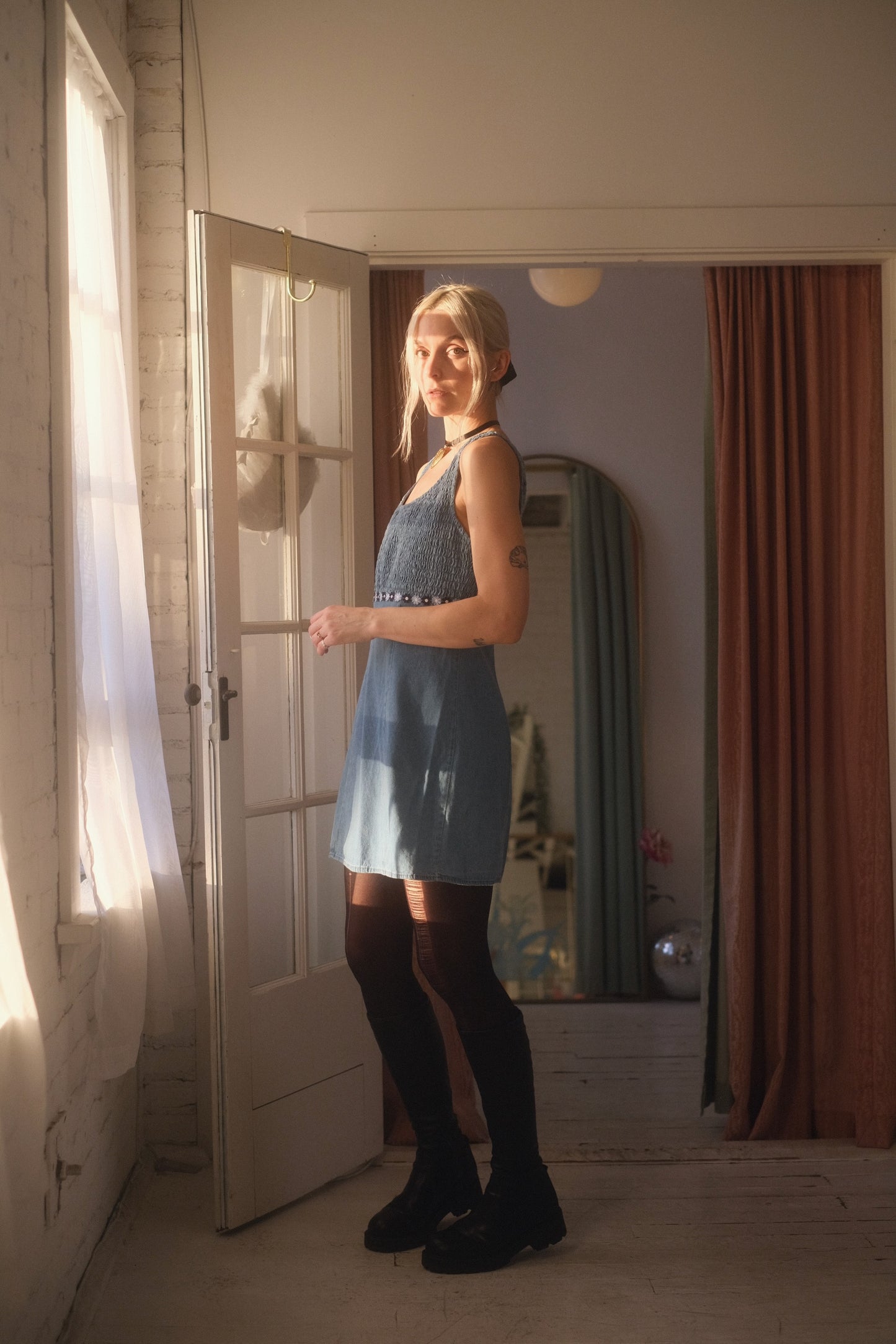 1990s Denim Daisy Dress
