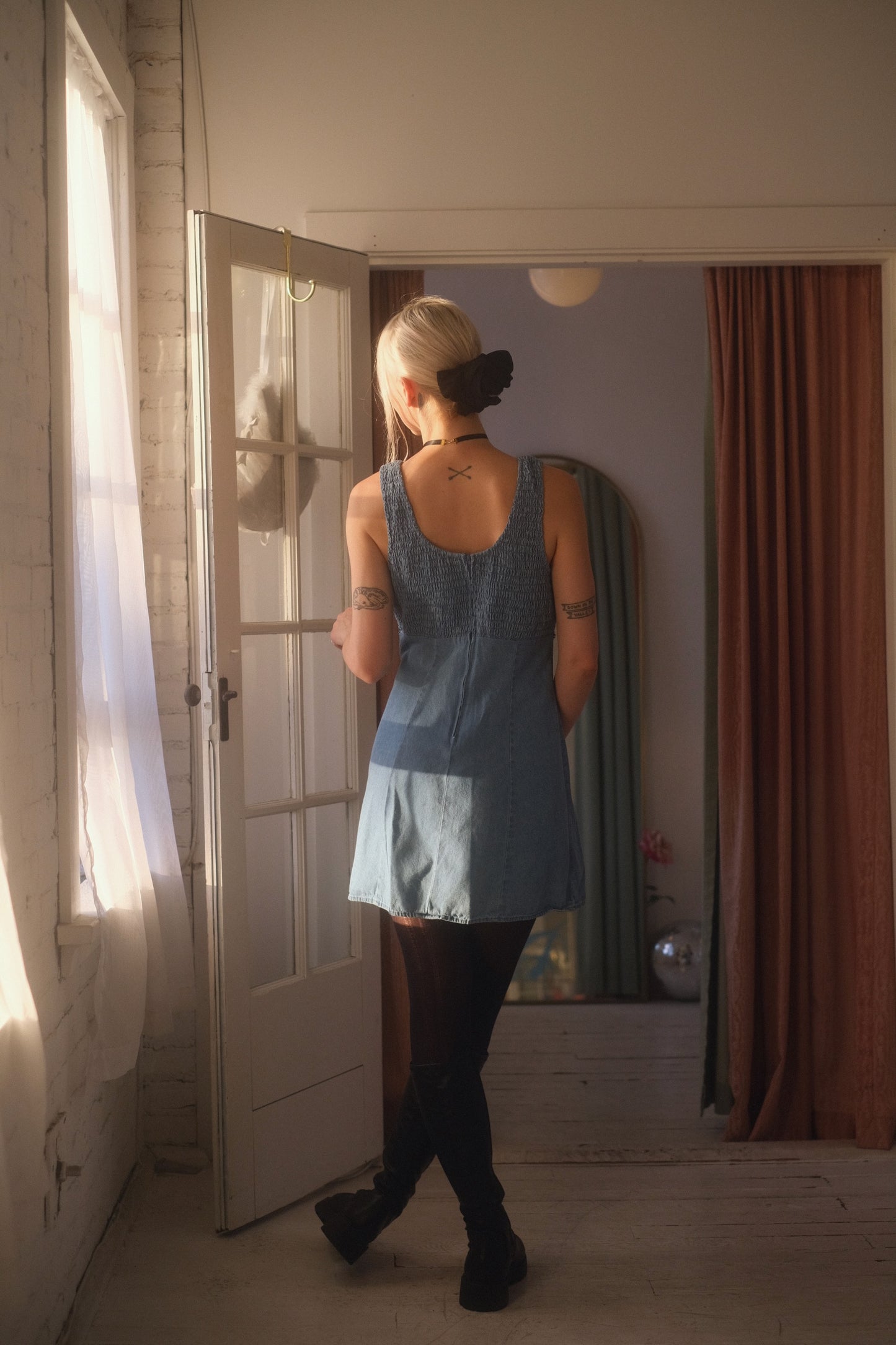 1990s Denim Daisy Dress