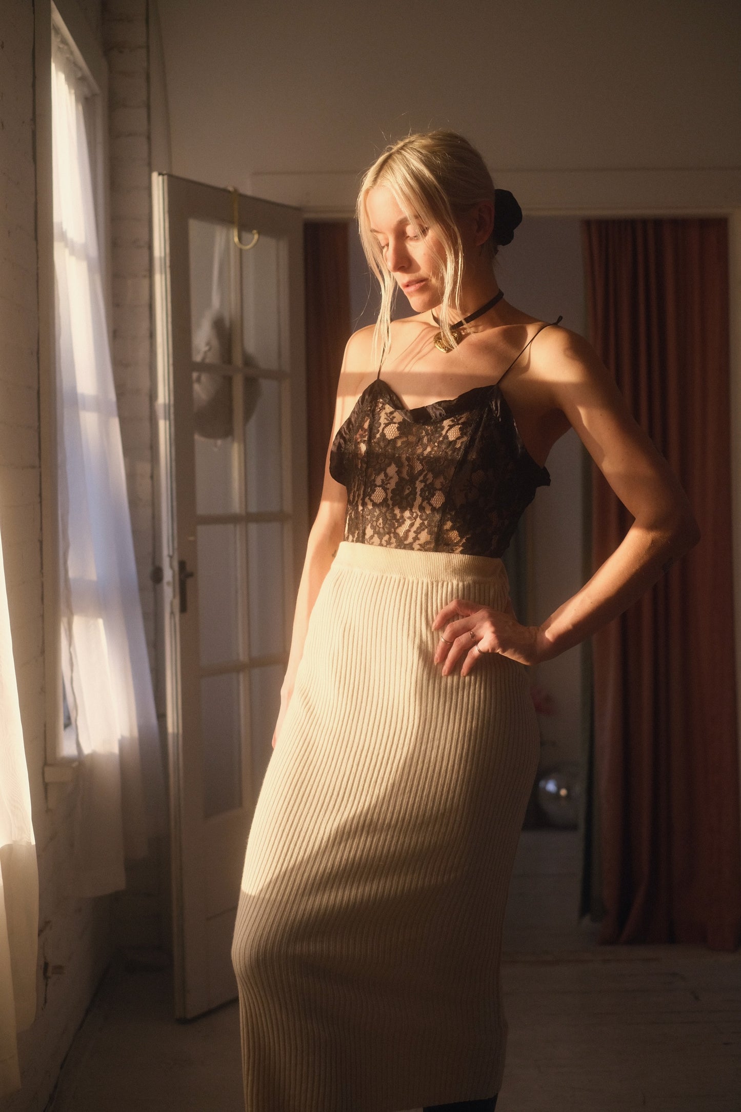 1980s Silk + Cashmere Knit Skirt