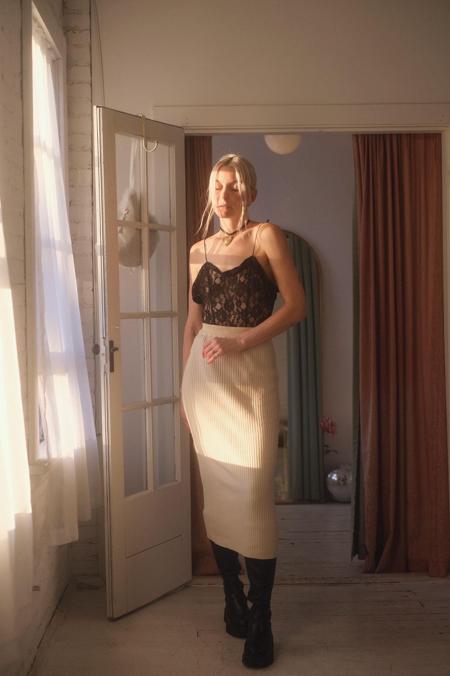 1980s Silk + Cashmere Knit Skirt