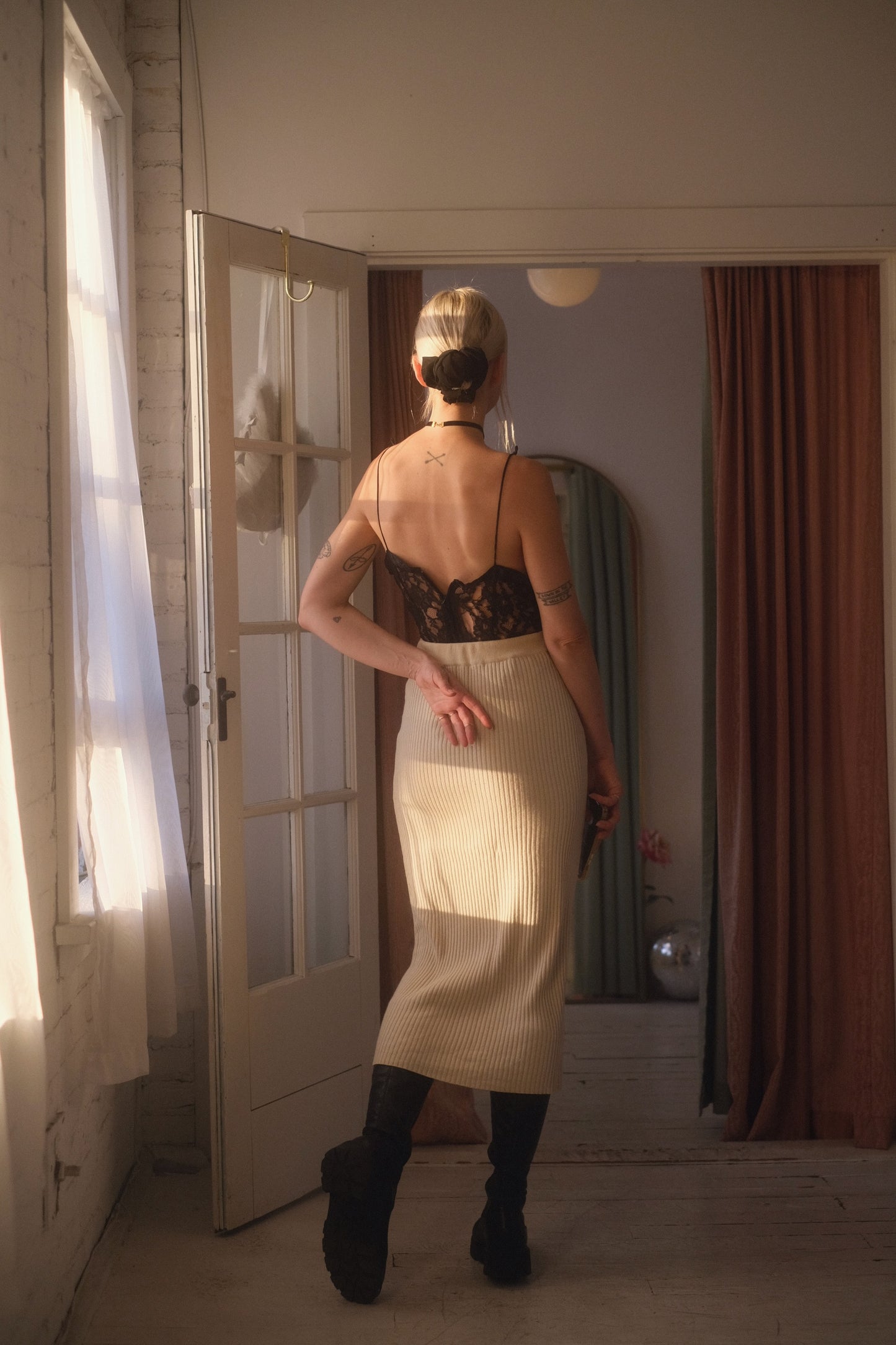 1980s Silk + Cashmere Knit Skirt