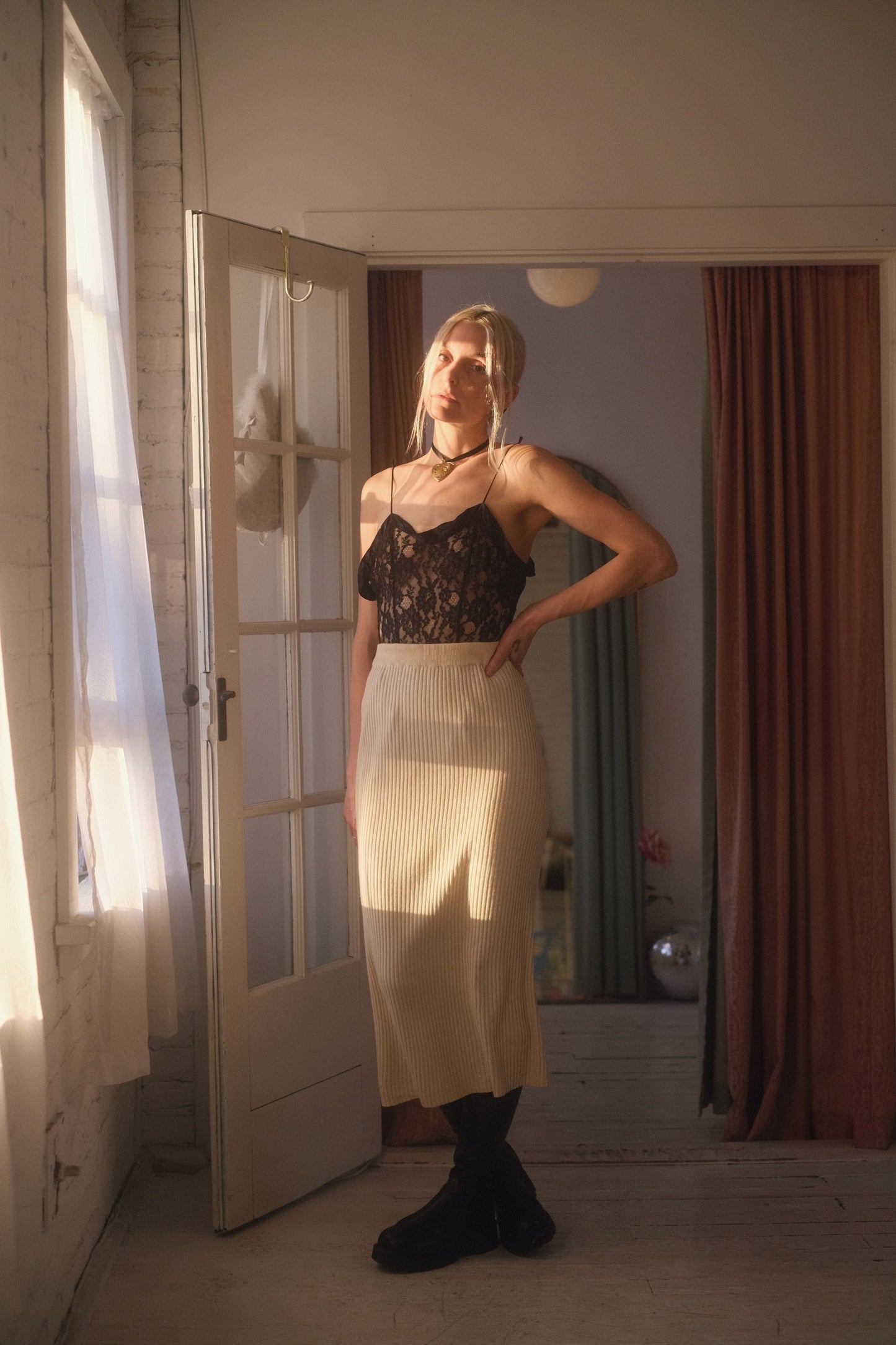 1980s Silk + Cashmere Knit Skirt