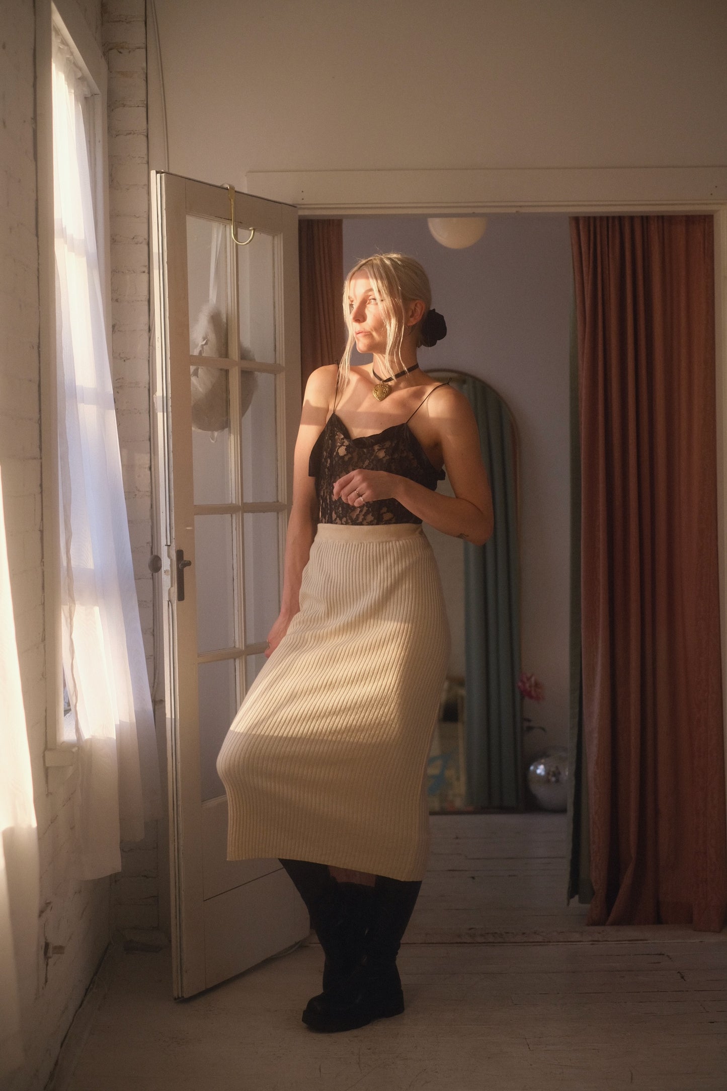 1980s Silk + Cashmere Knit Skirt