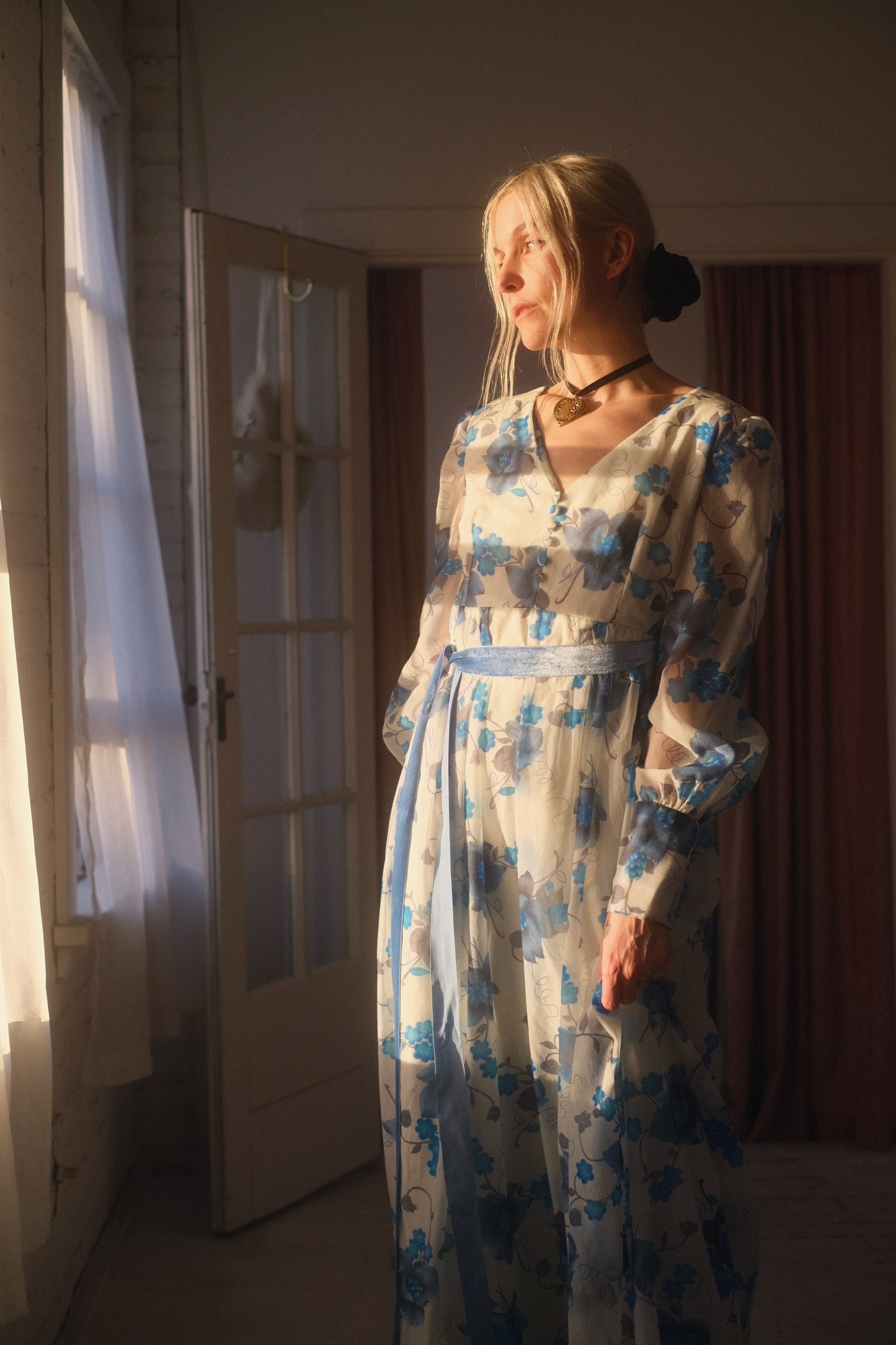 1970s Blue Bell Gown