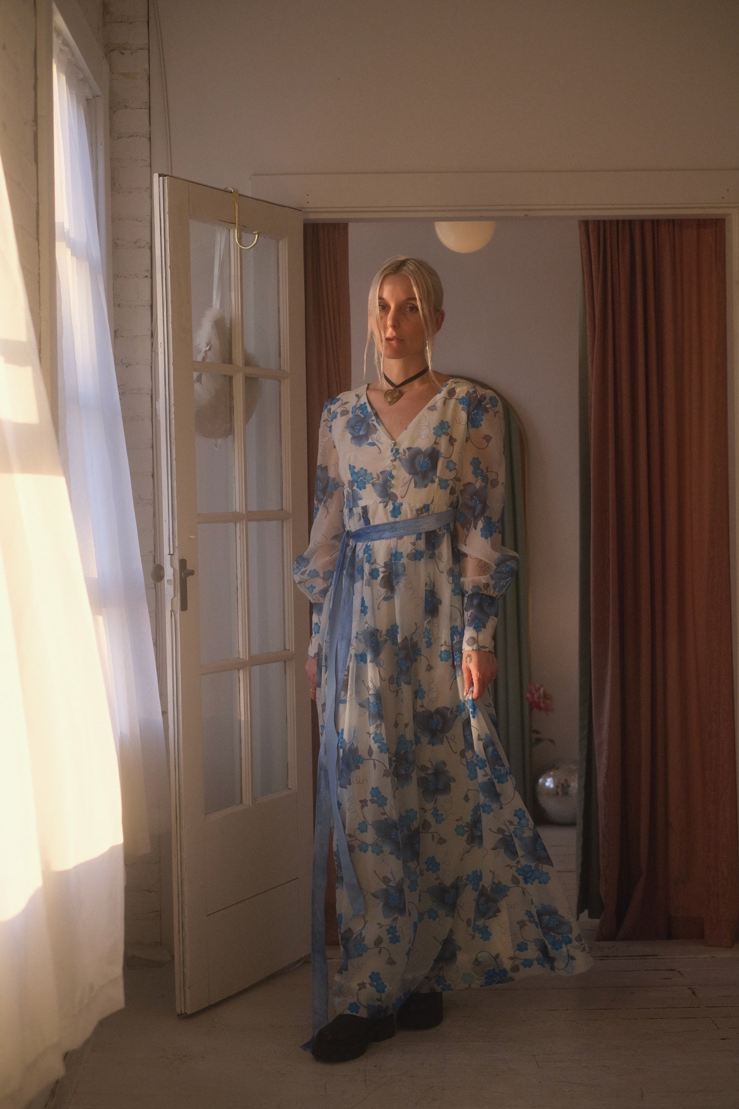 1970s Blue Bell Gown