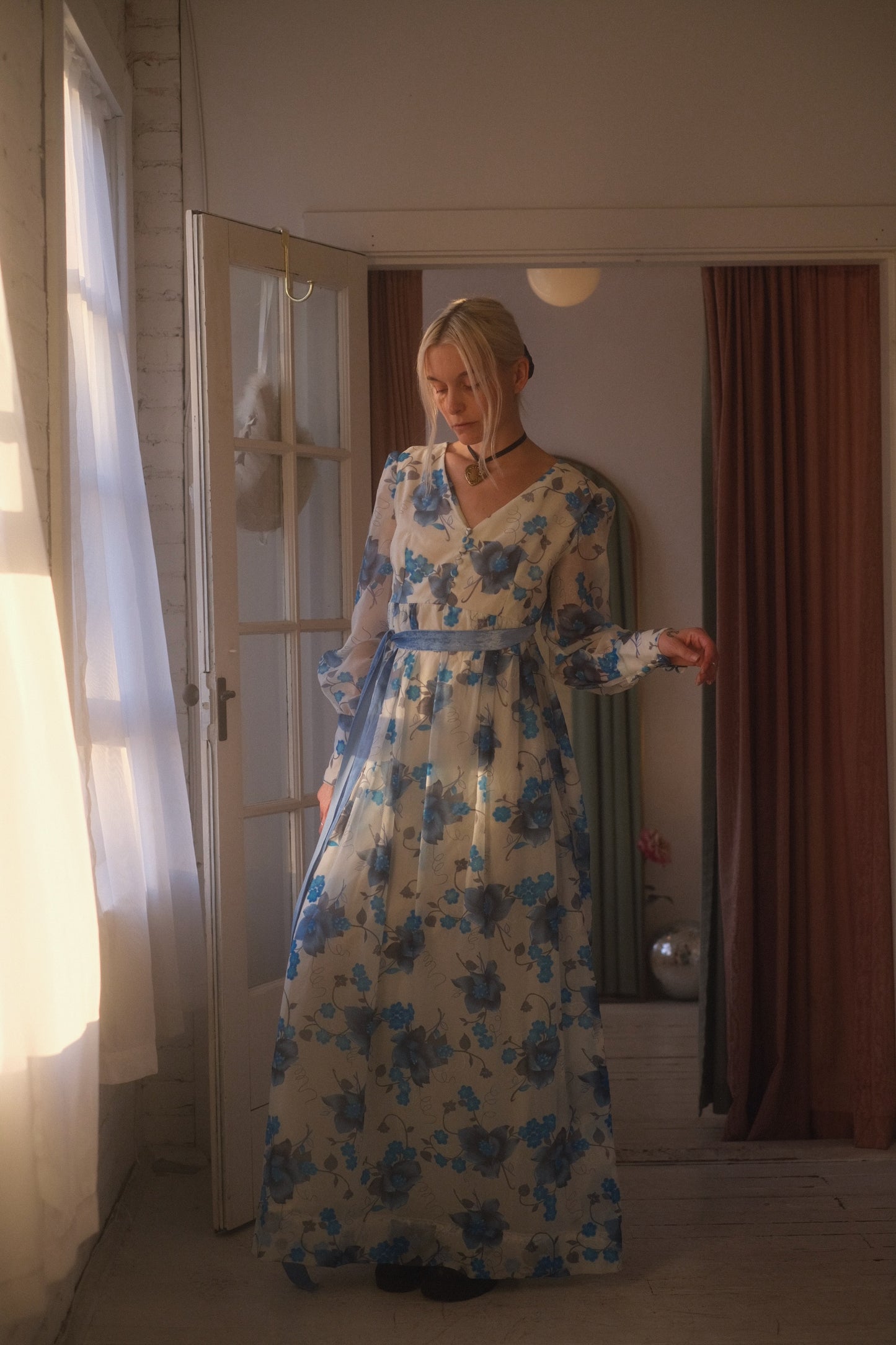 1970s Blue Bell Gown