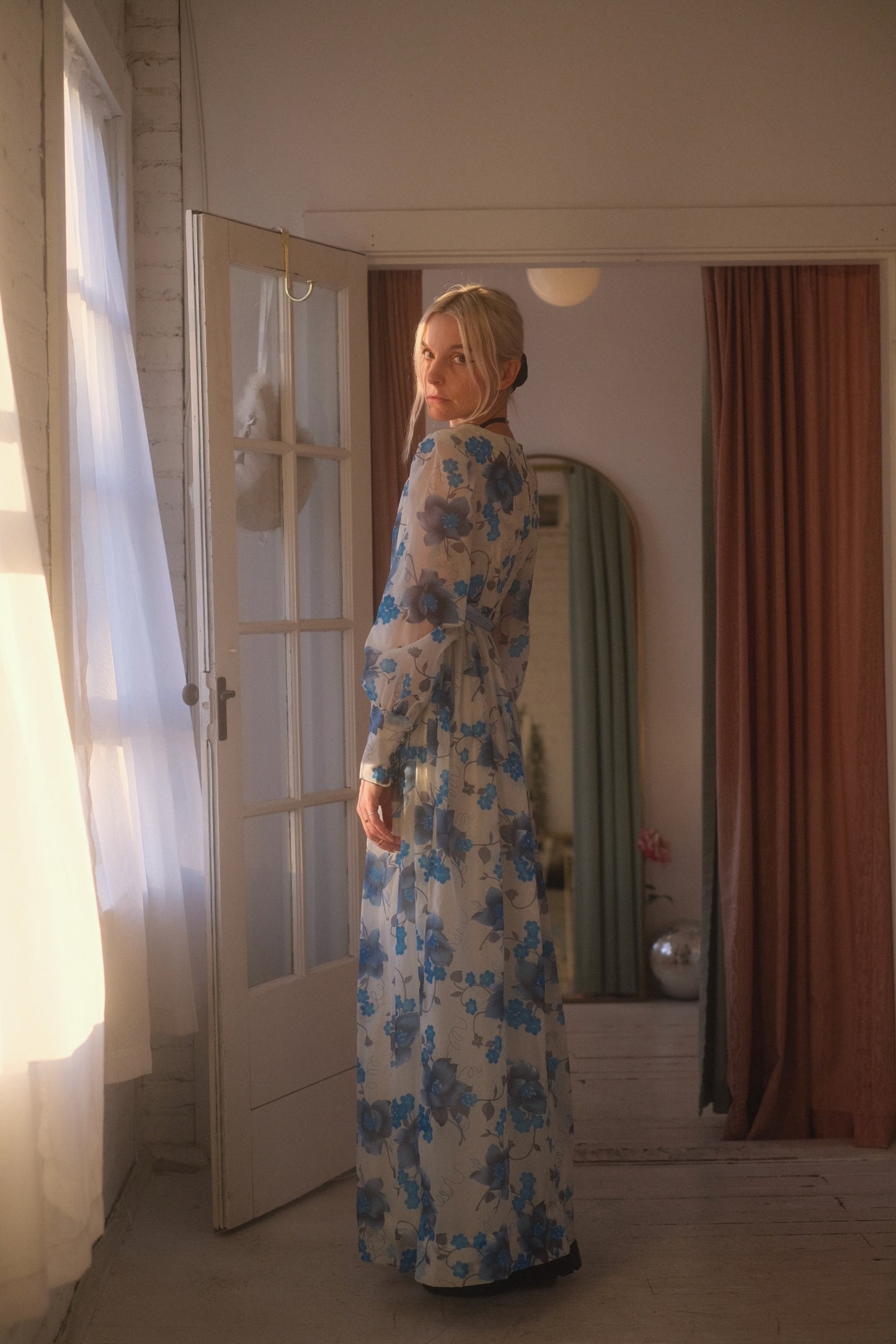 1970s Blue Bell Gown