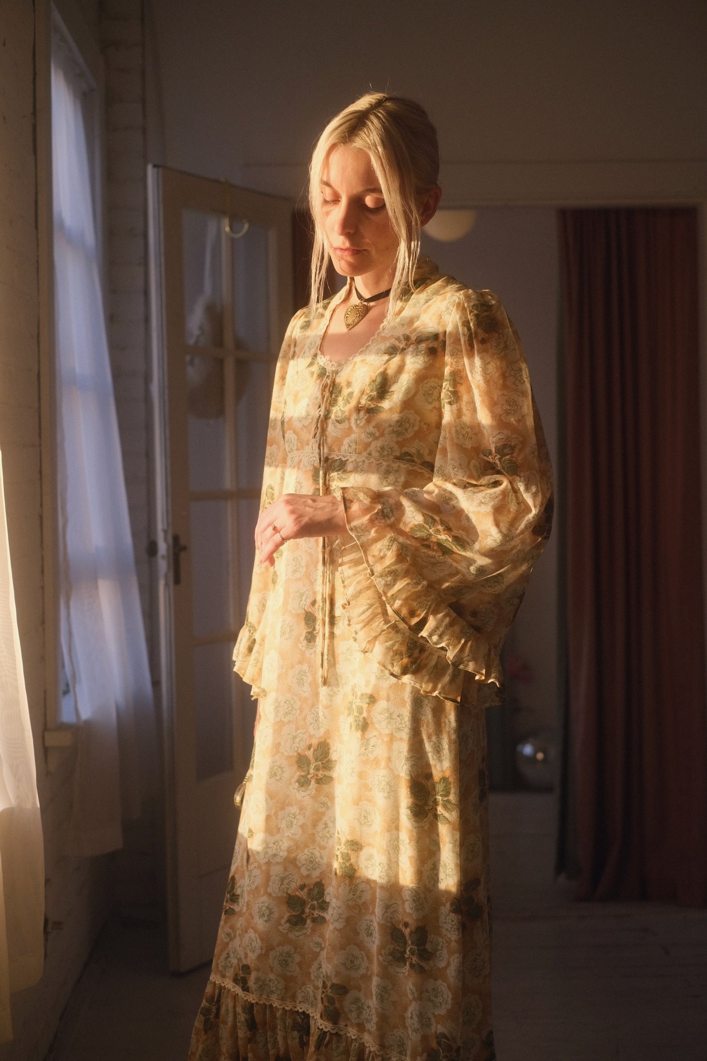 1970s Sage Rose Gown