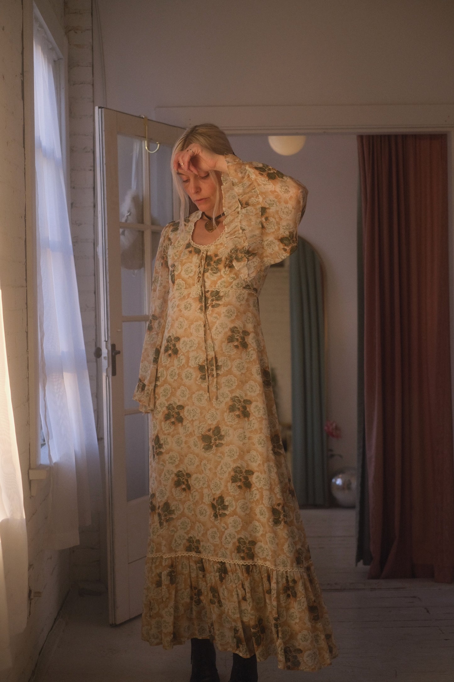 1970s Sage Rose Gown