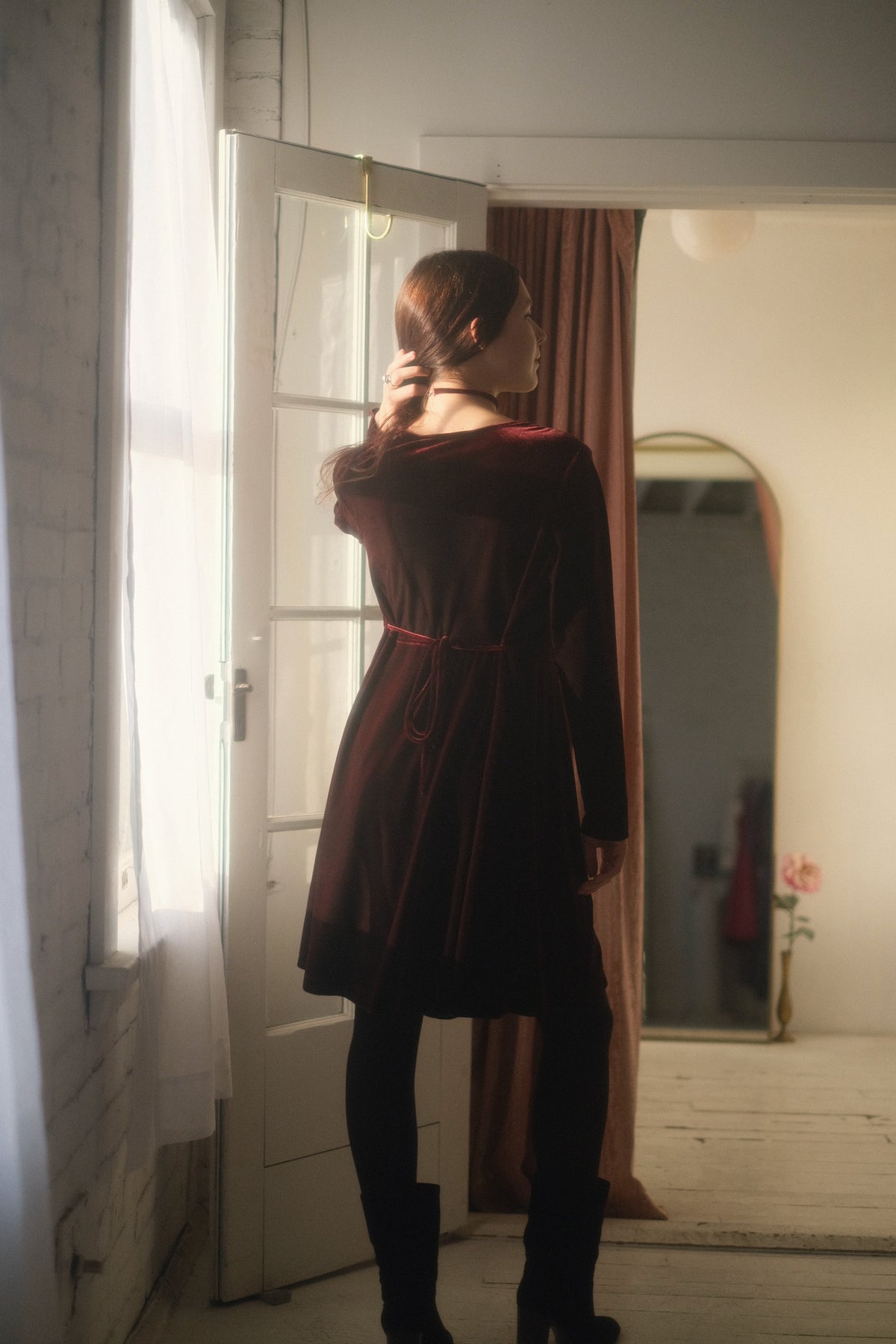 1990s Garnet Velvet Dress