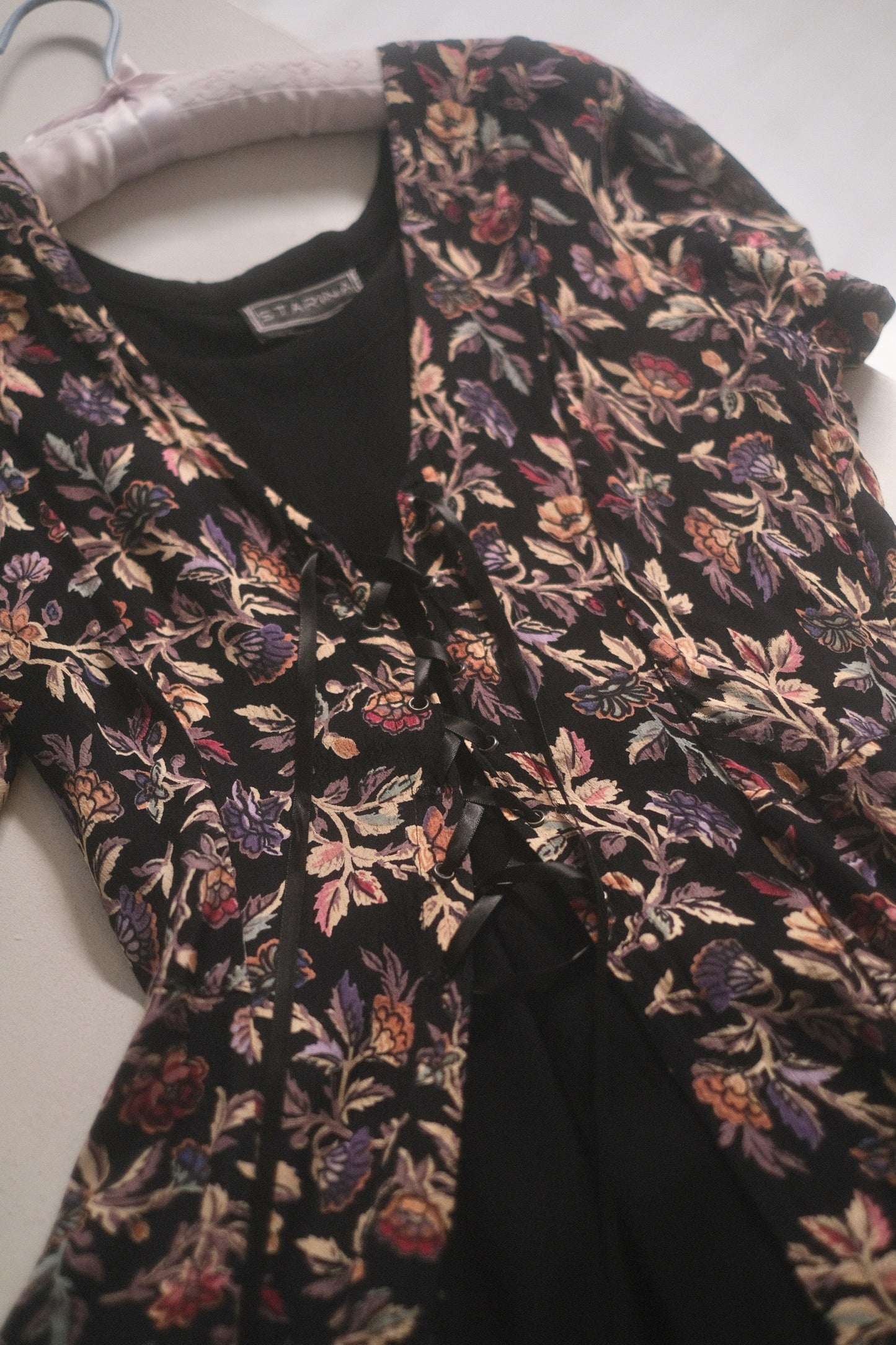 1990s Lace Up Flora Dress