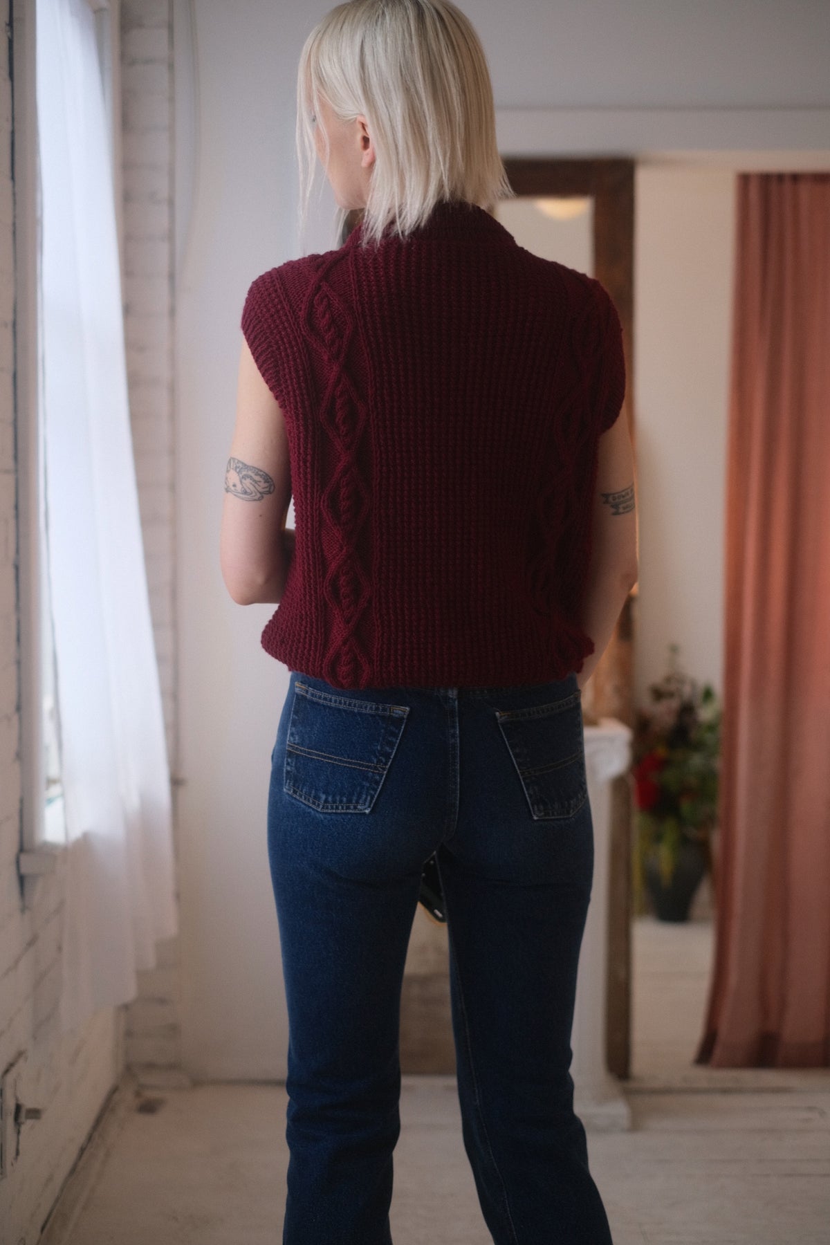Hand Knit Merlot Vest