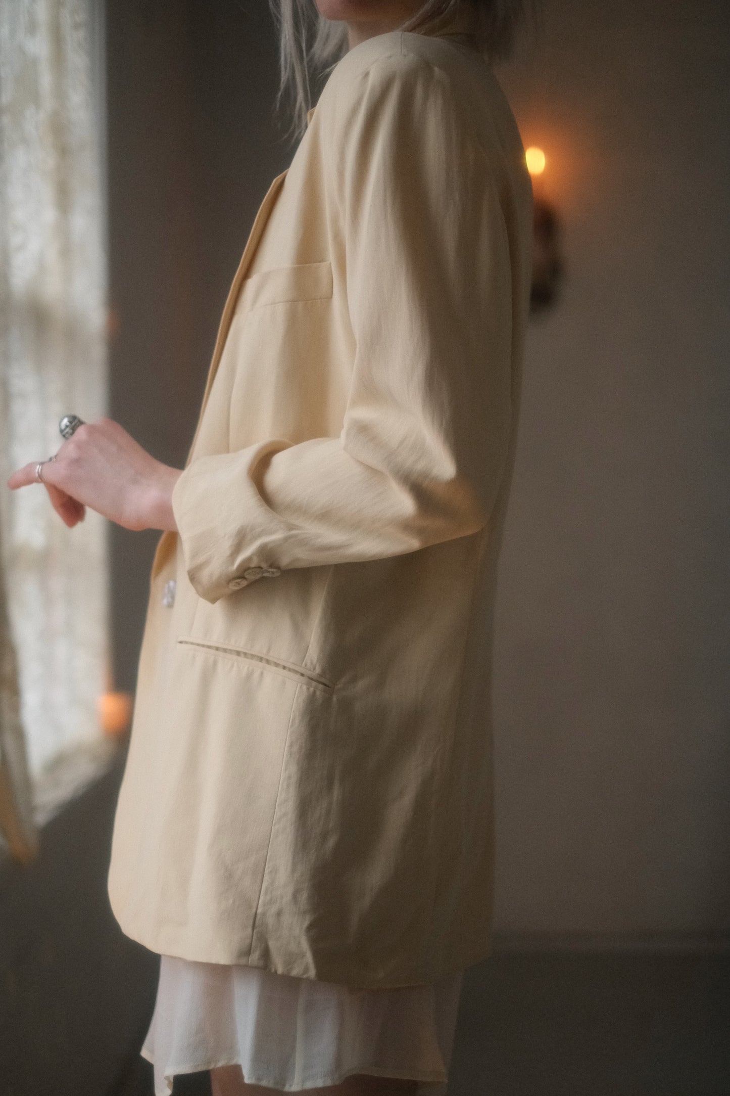 1980s Buttercream Silk Blazer