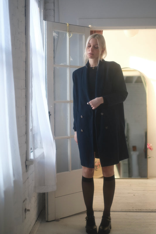 1990s Navy Wool Coat