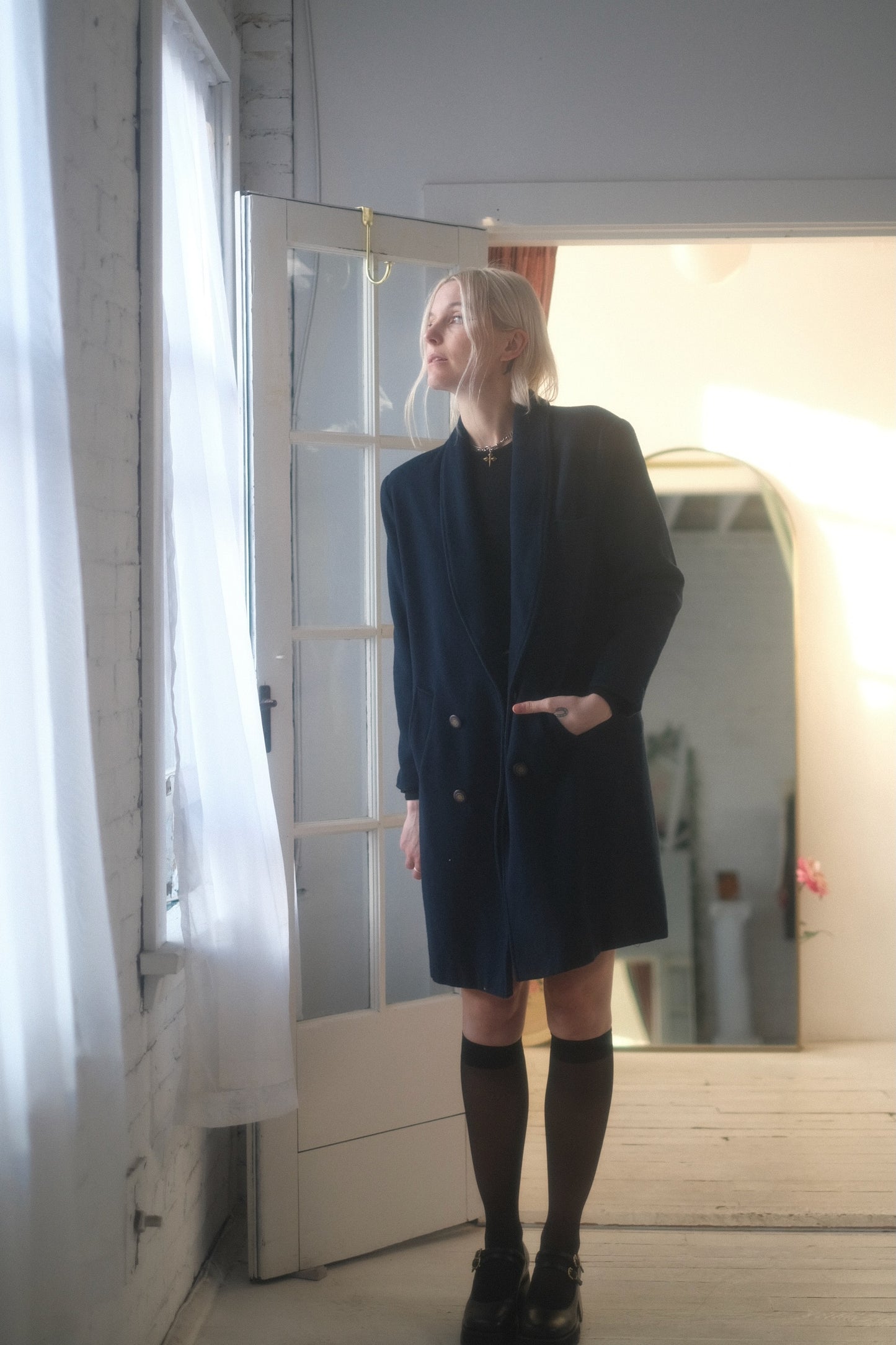 1990s Navy Wool Coat