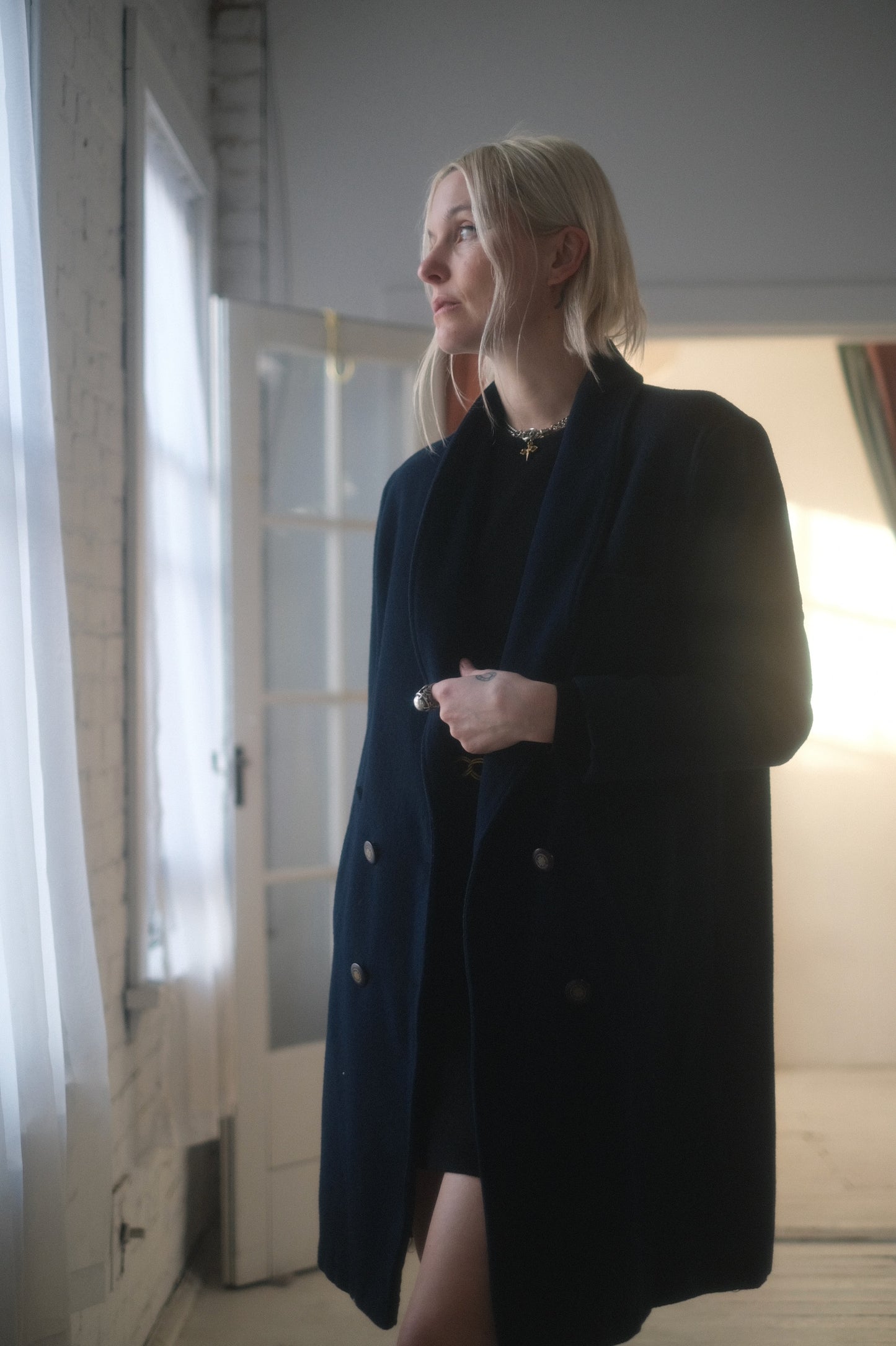 1990s Navy Wool Coat