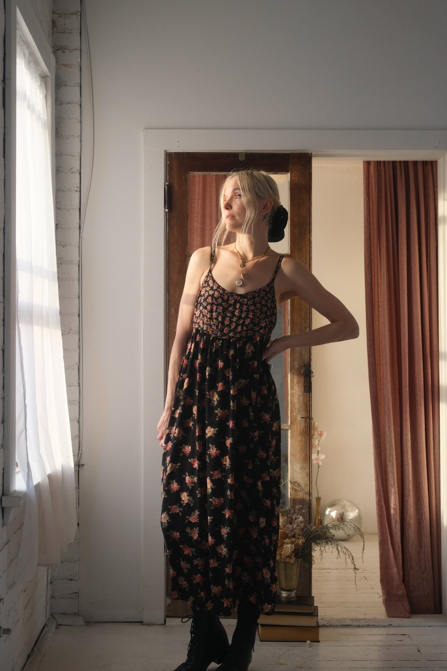 1990s Floral on Floral Maxi