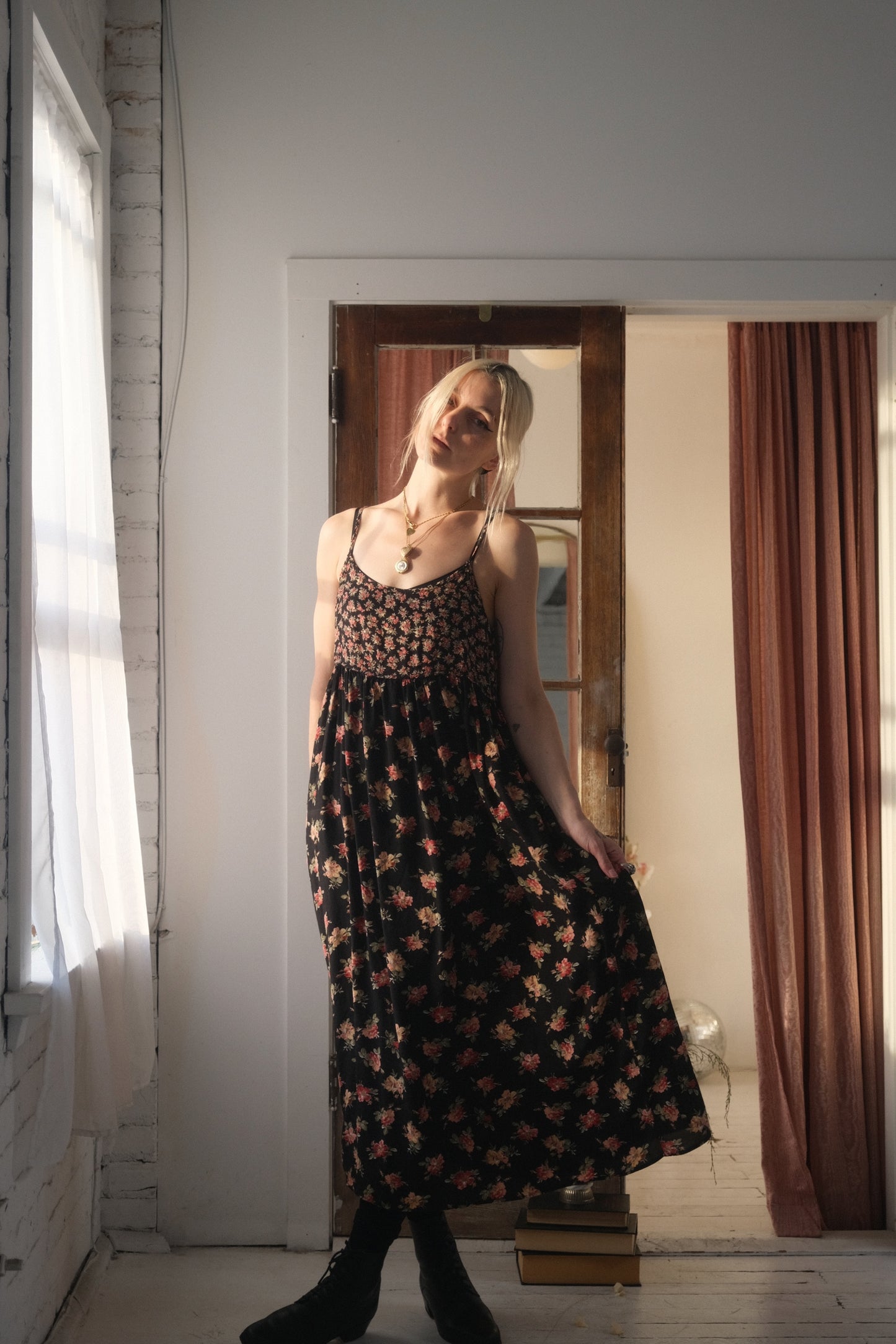 1990s Floral on Floral Maxi