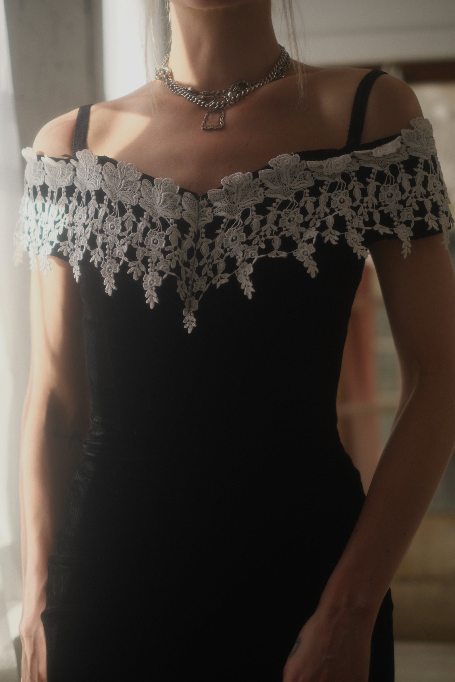 1980s Velvet + Lace Gown