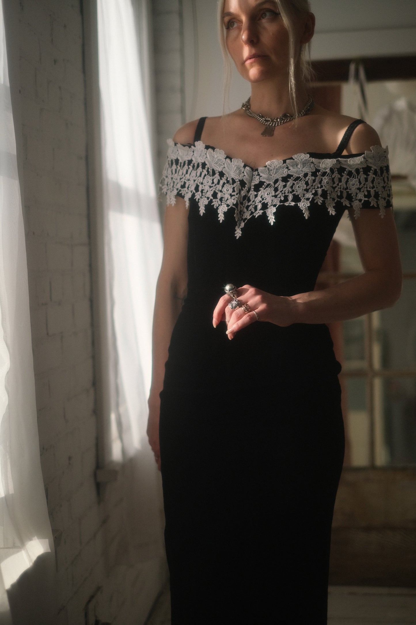 1980s Velvet + Lace Gown