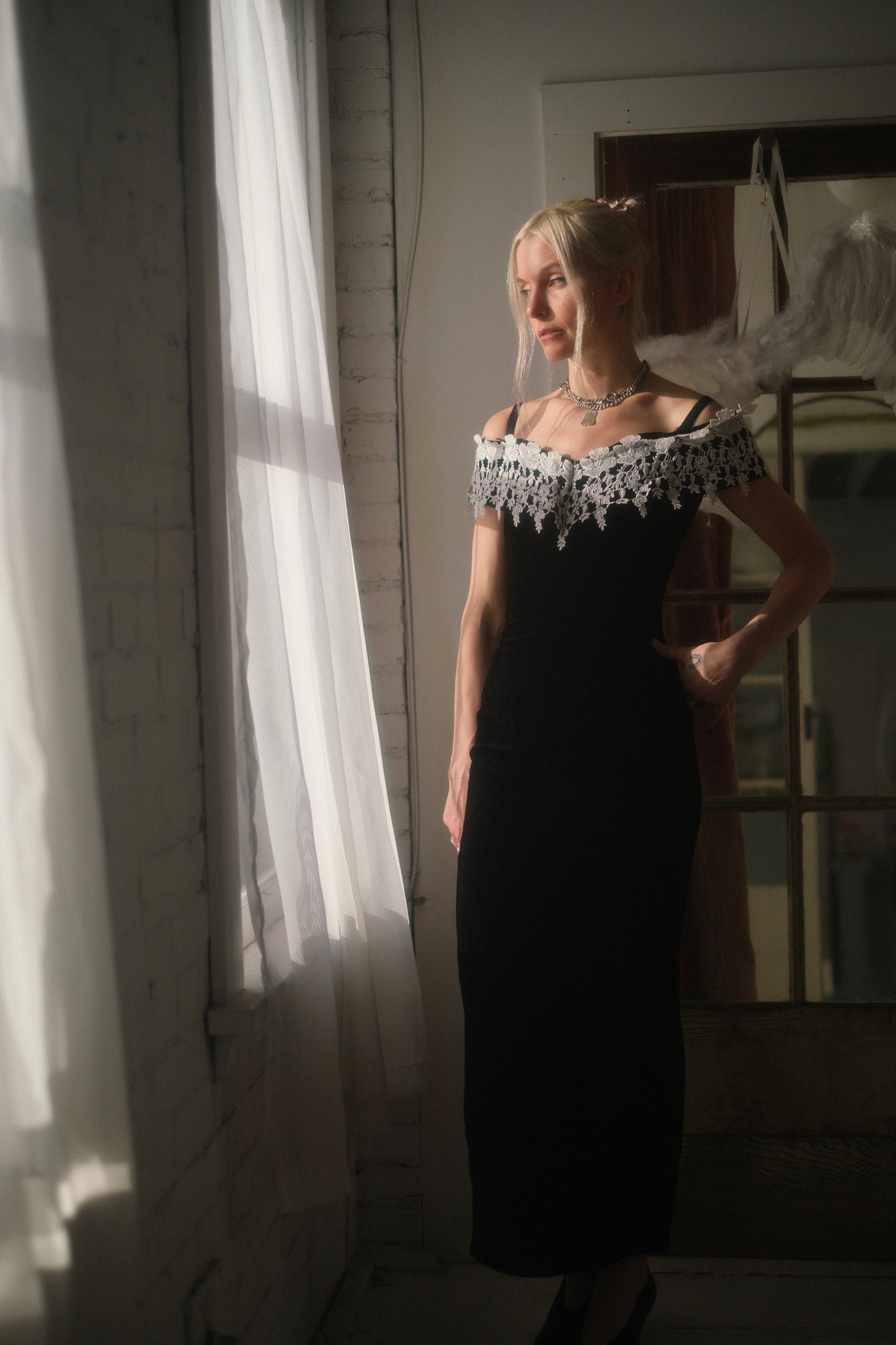 1980s Velvet + Lace Gown