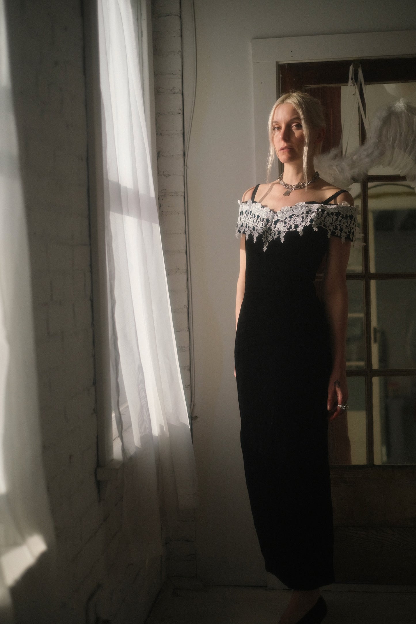 1980s Velvet + Lace Gown