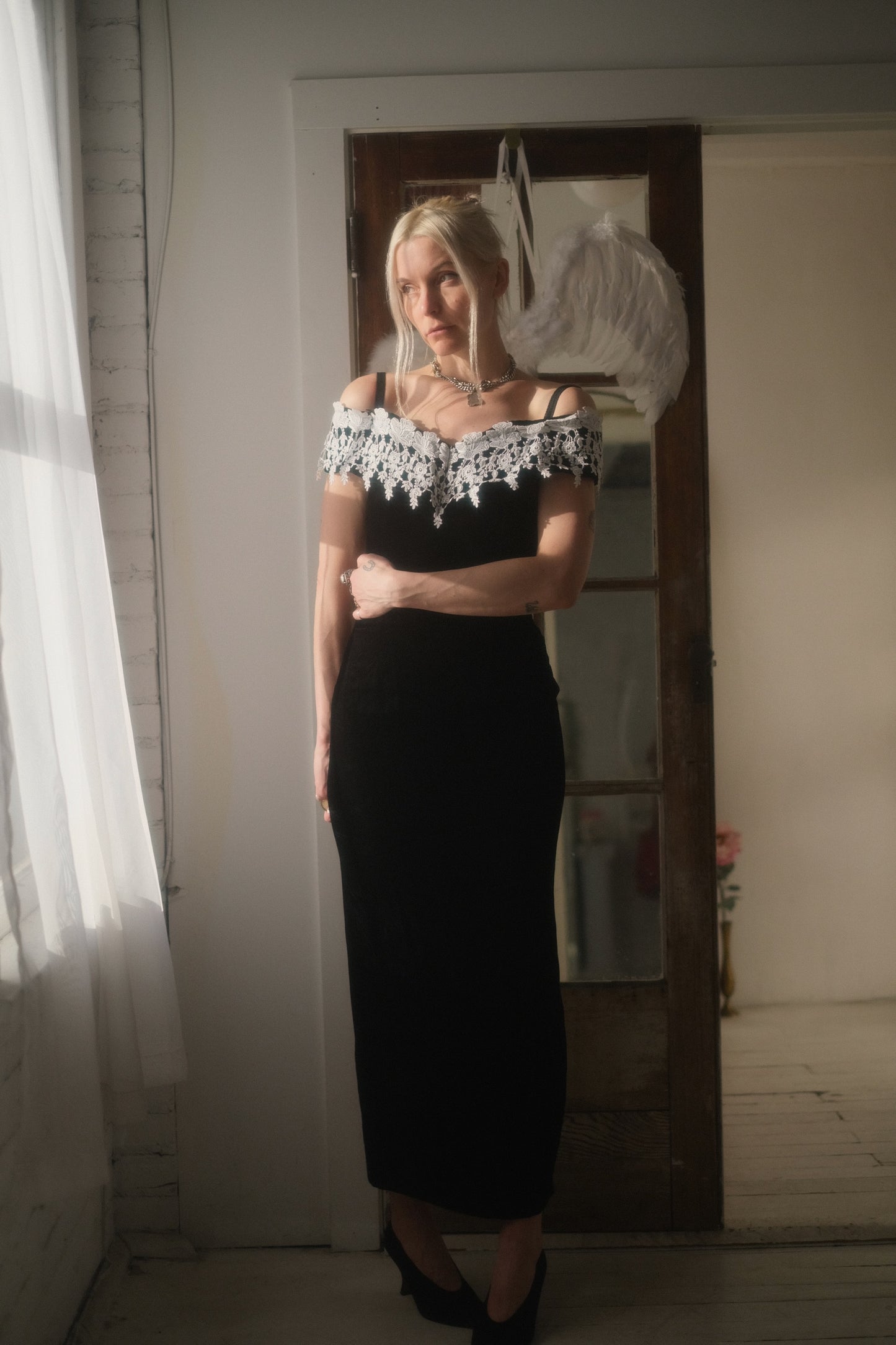 1980s Velvet + Lace Gown