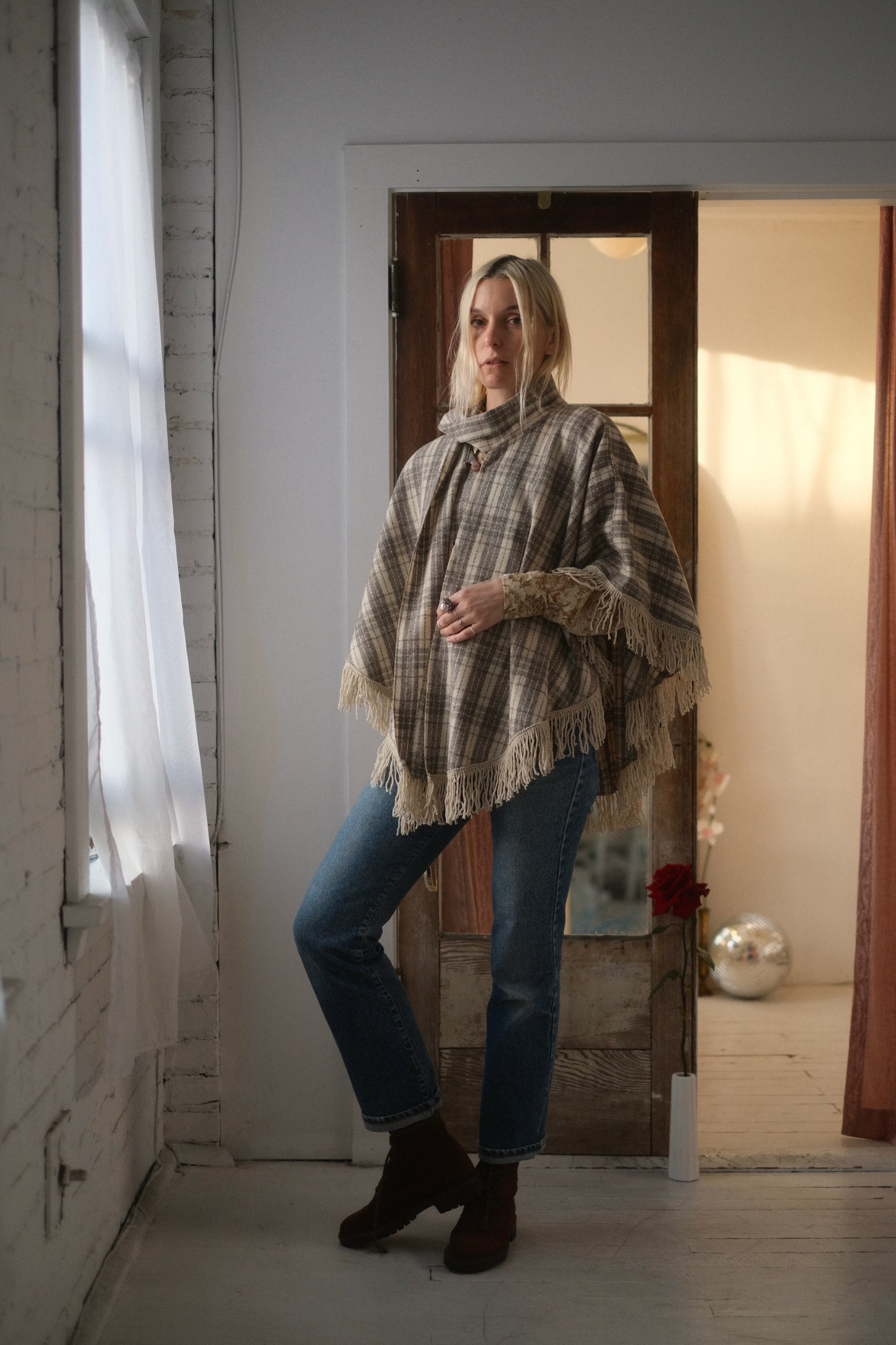 1970s Wool Plaid Cape