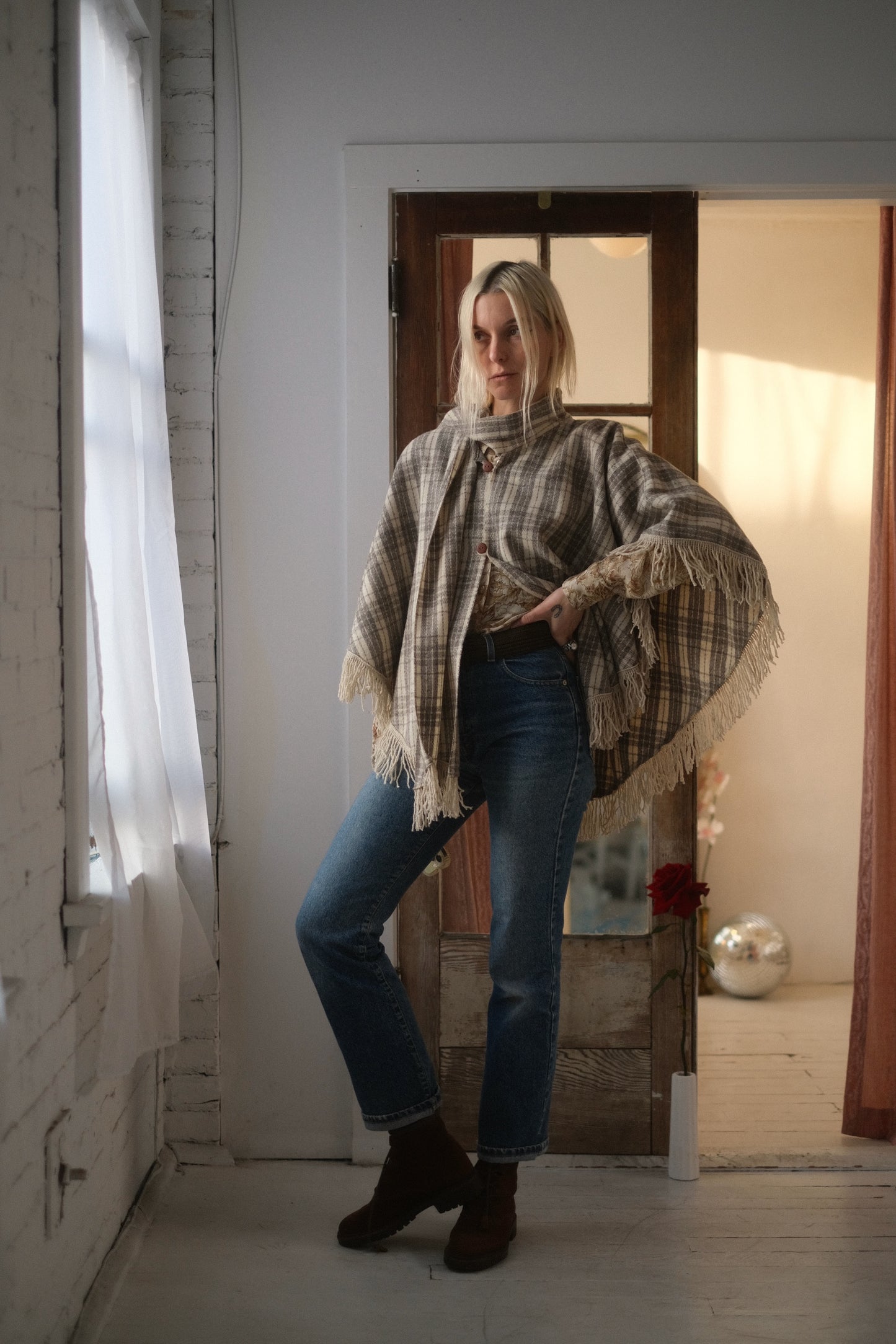 1970s Wool Plaid Cape